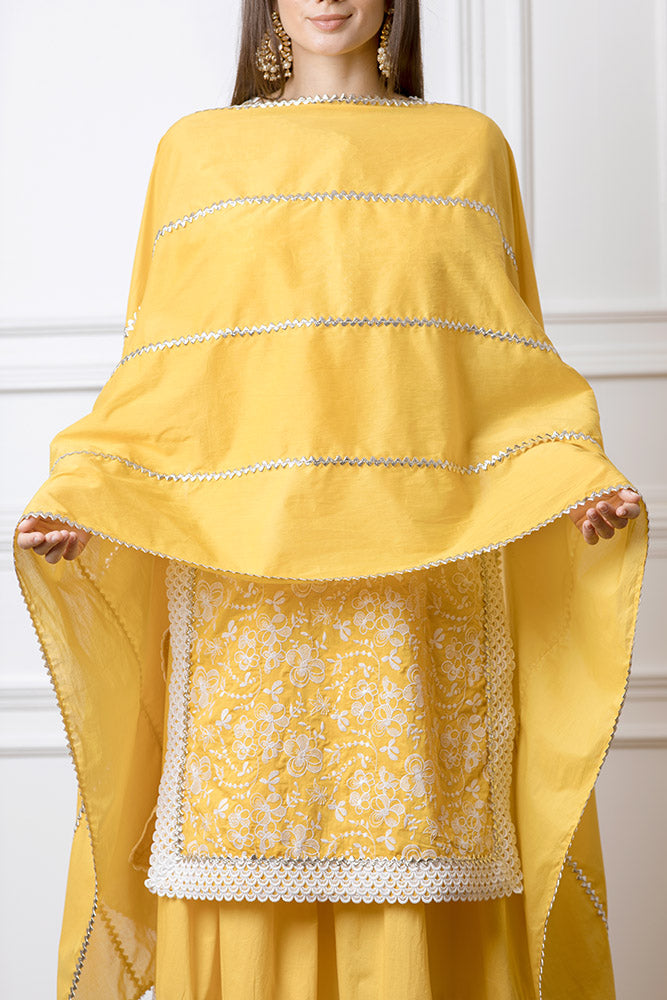 Flora Mango Kurta with Skirt Set