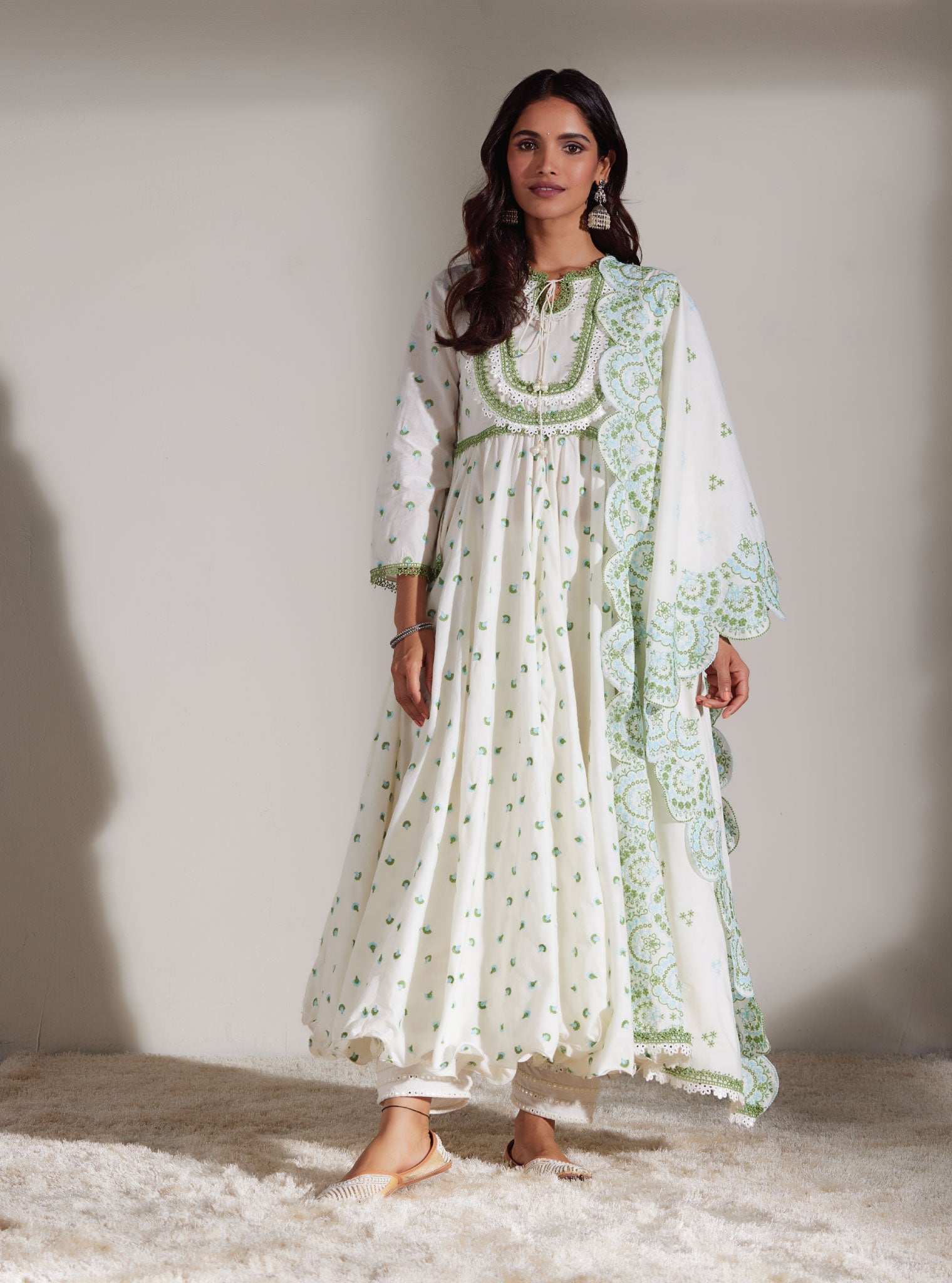 Mulmul Supima Cotton Nadine Anarkali Kurta