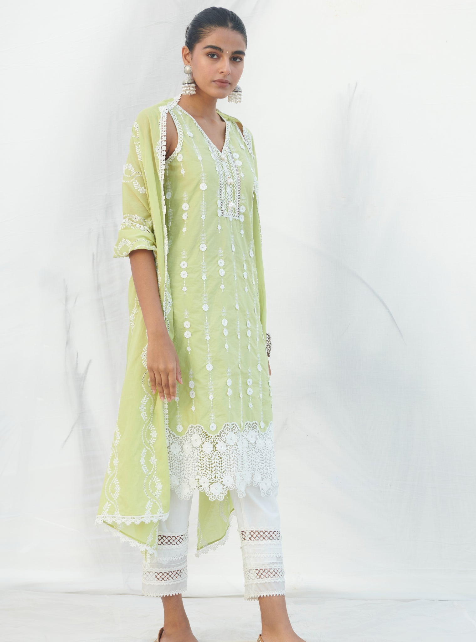 Naroa Supima Cotton Lime Kurta Set