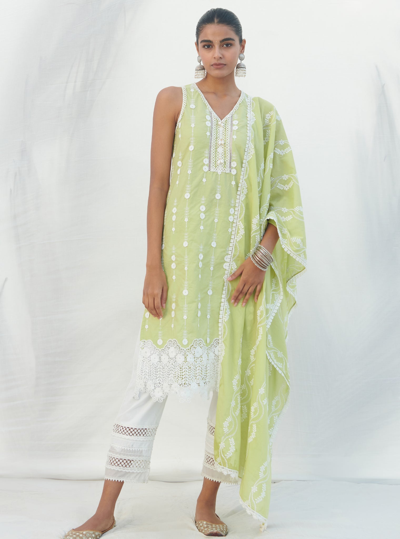 Naroa Supima Cotton Lime Kurta Set