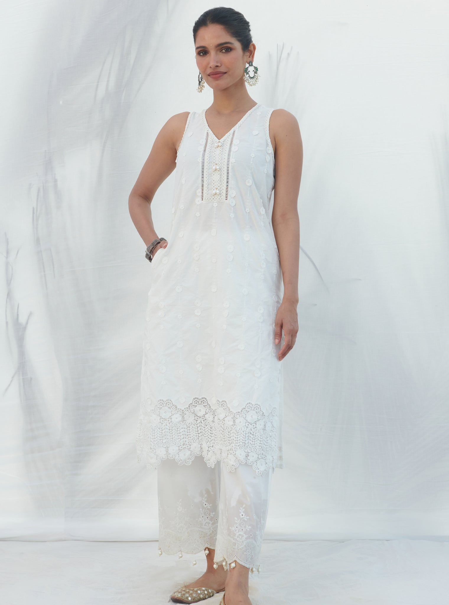 Mulmul Supima Cotton Naroa White kurta