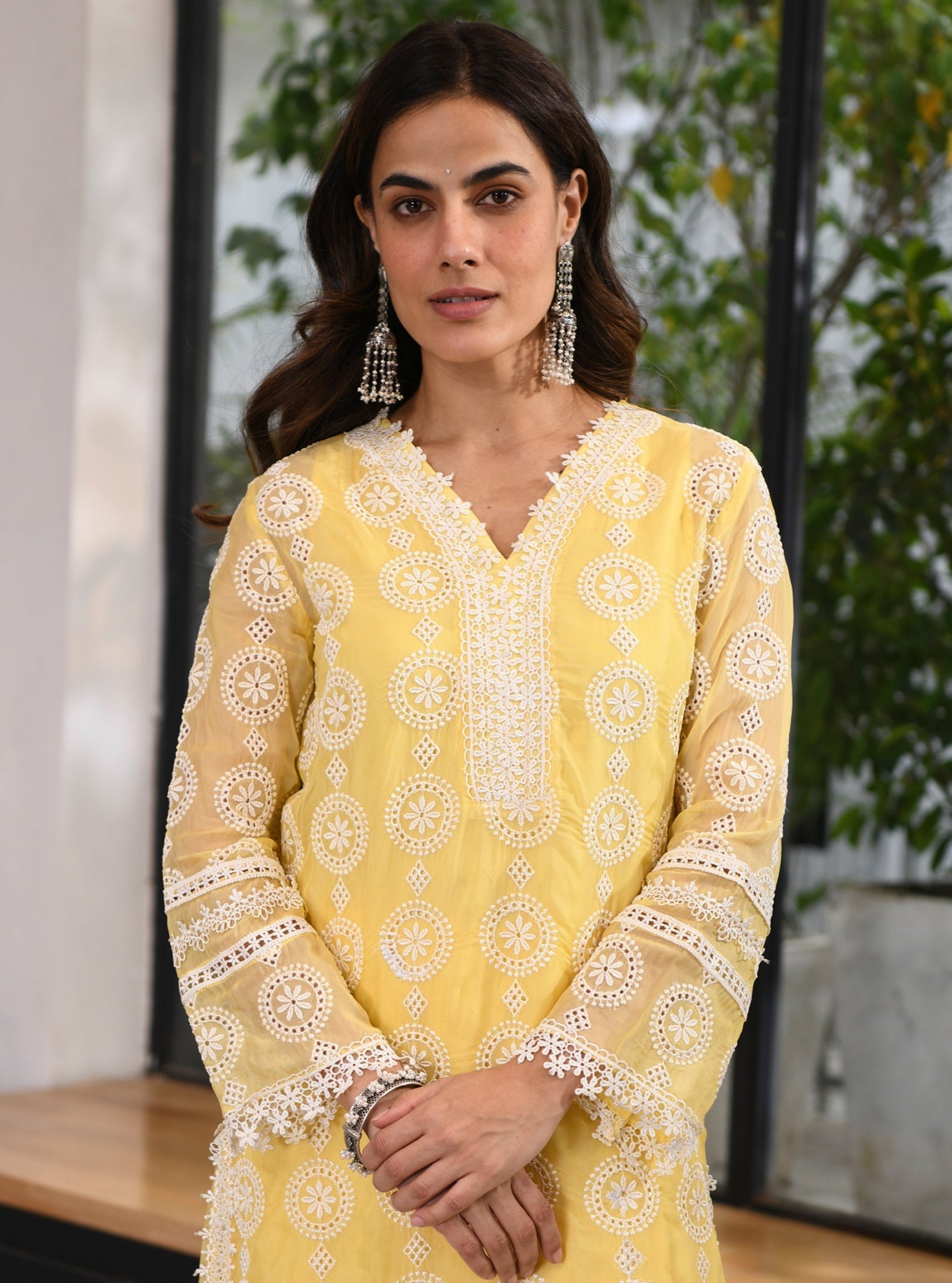 Nelli Organza Yellow Kurta Set