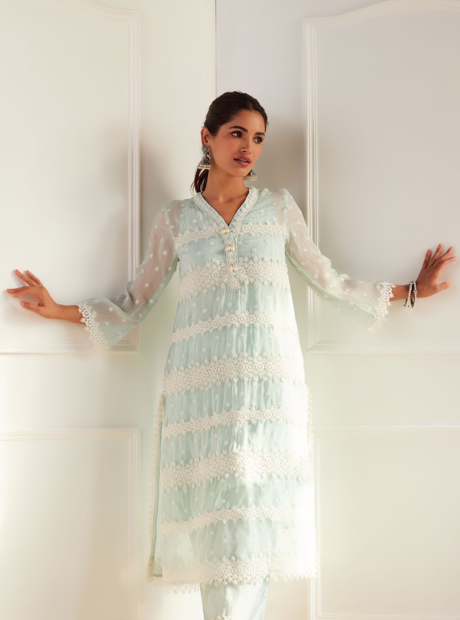 Nessa Organza Light Blue Kurta Set