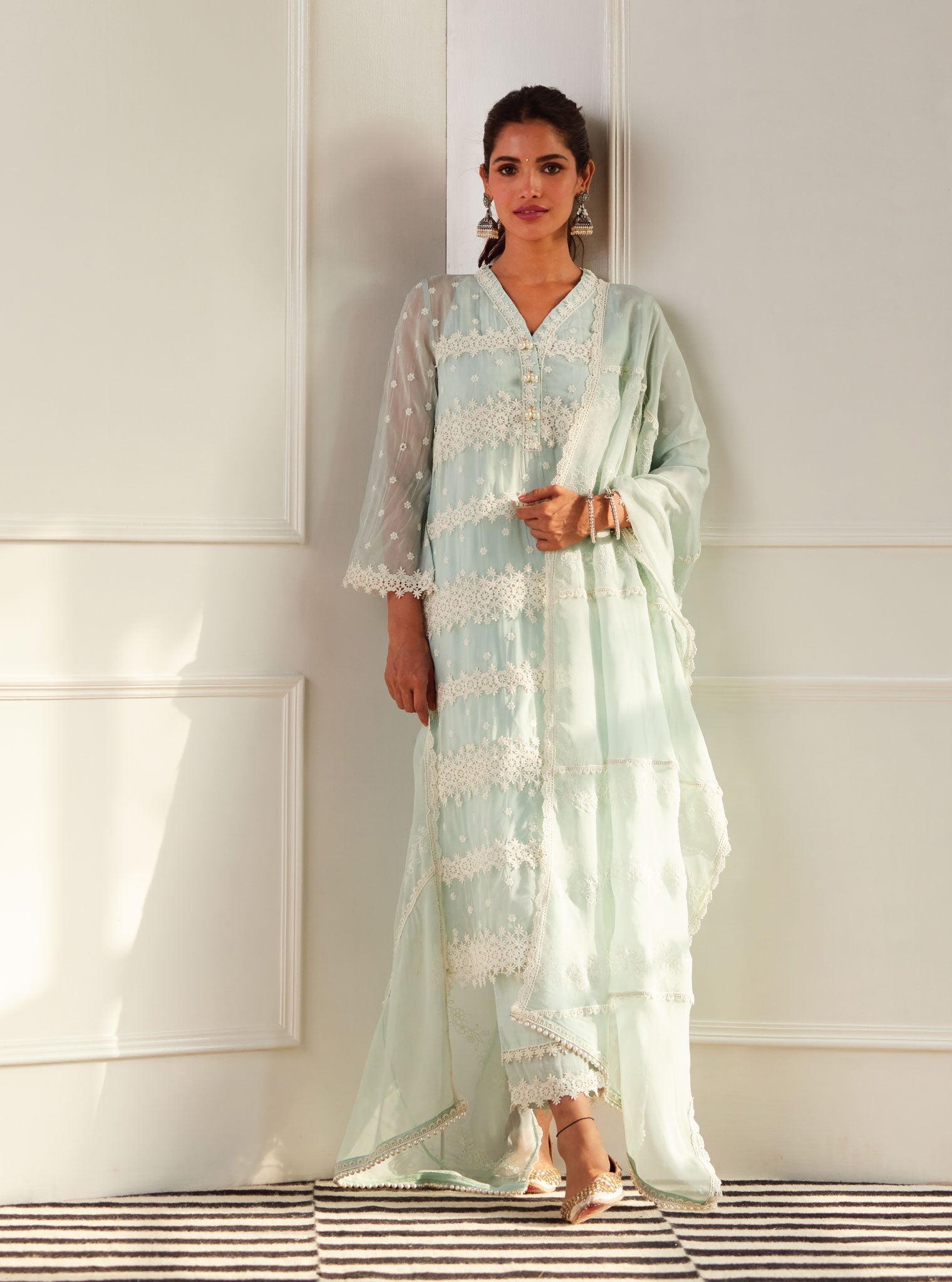 Nessa Organza Light Blue Kurta Set
