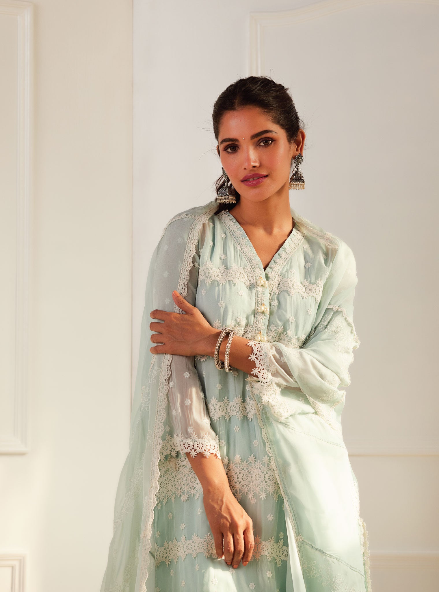Nessa Organza Light Blue Kurta Set