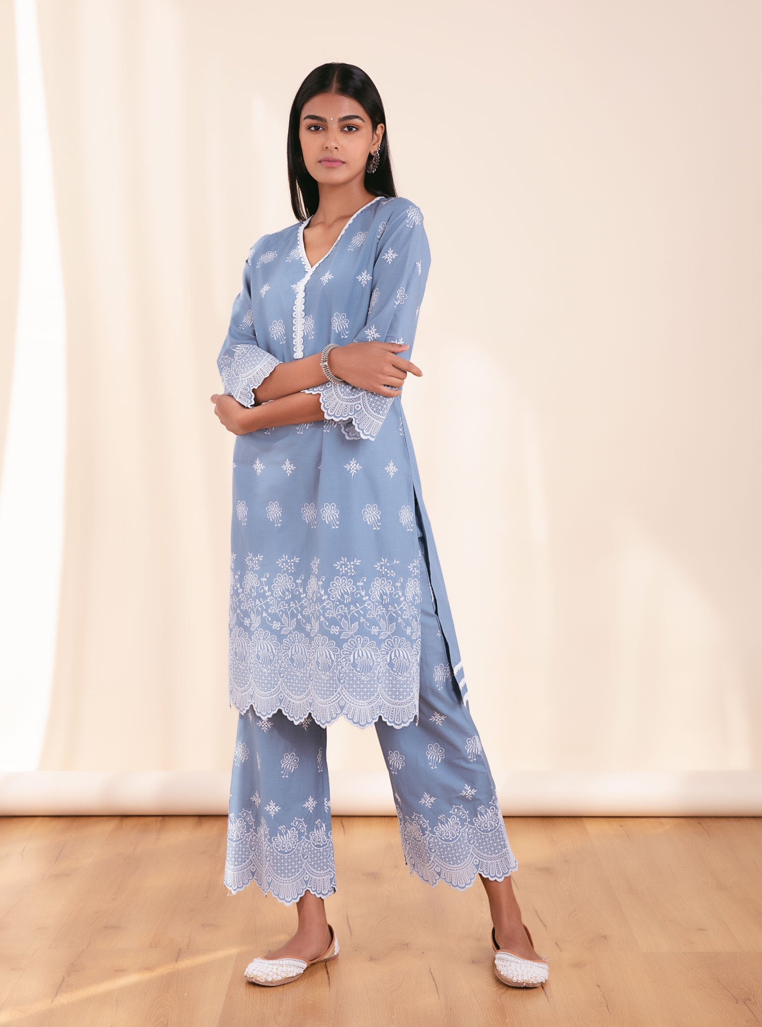 Nihri Supima Cotton Denim Kurta Set