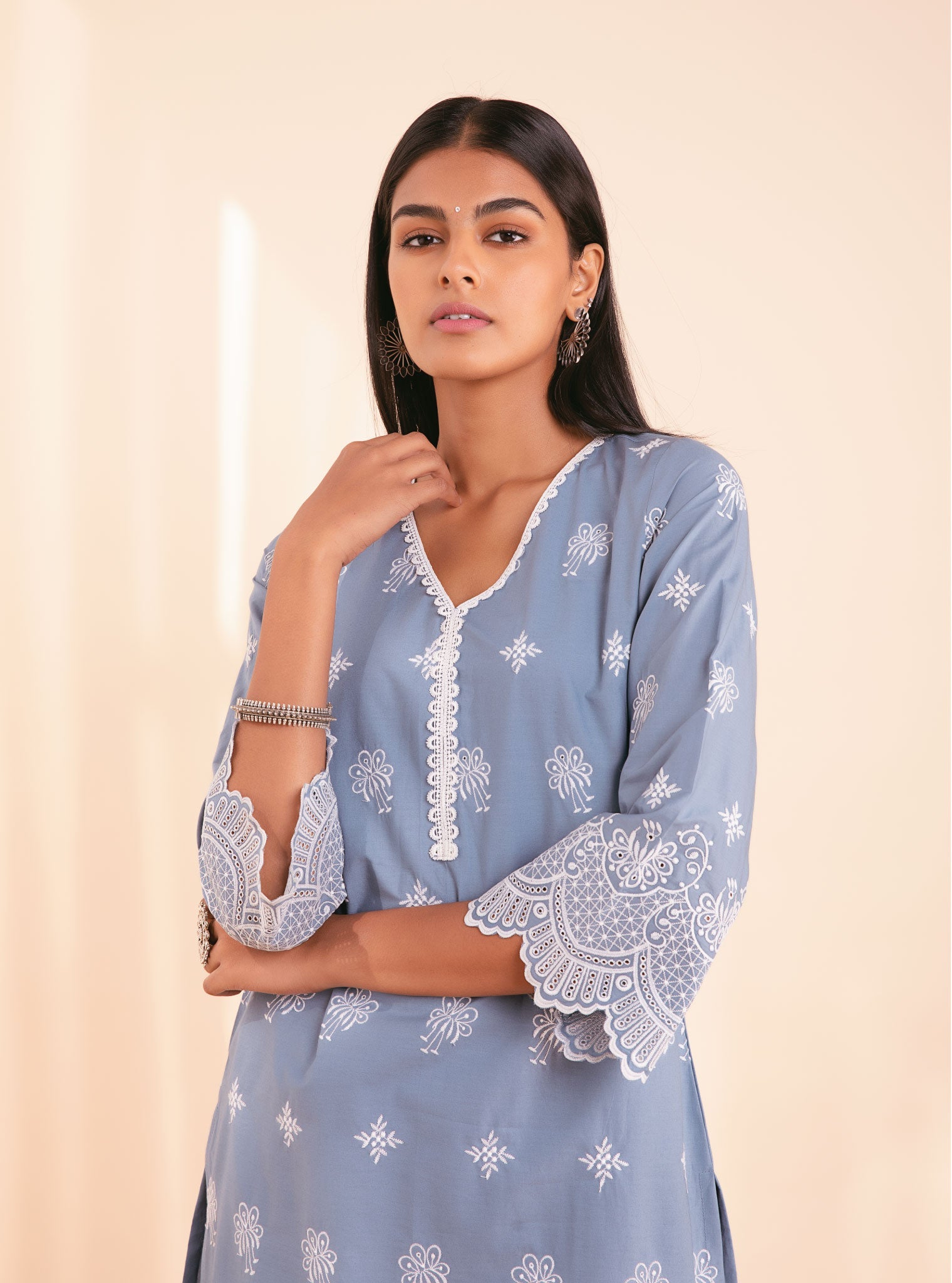 Nihri Supima Cotton Denim Kurta Set