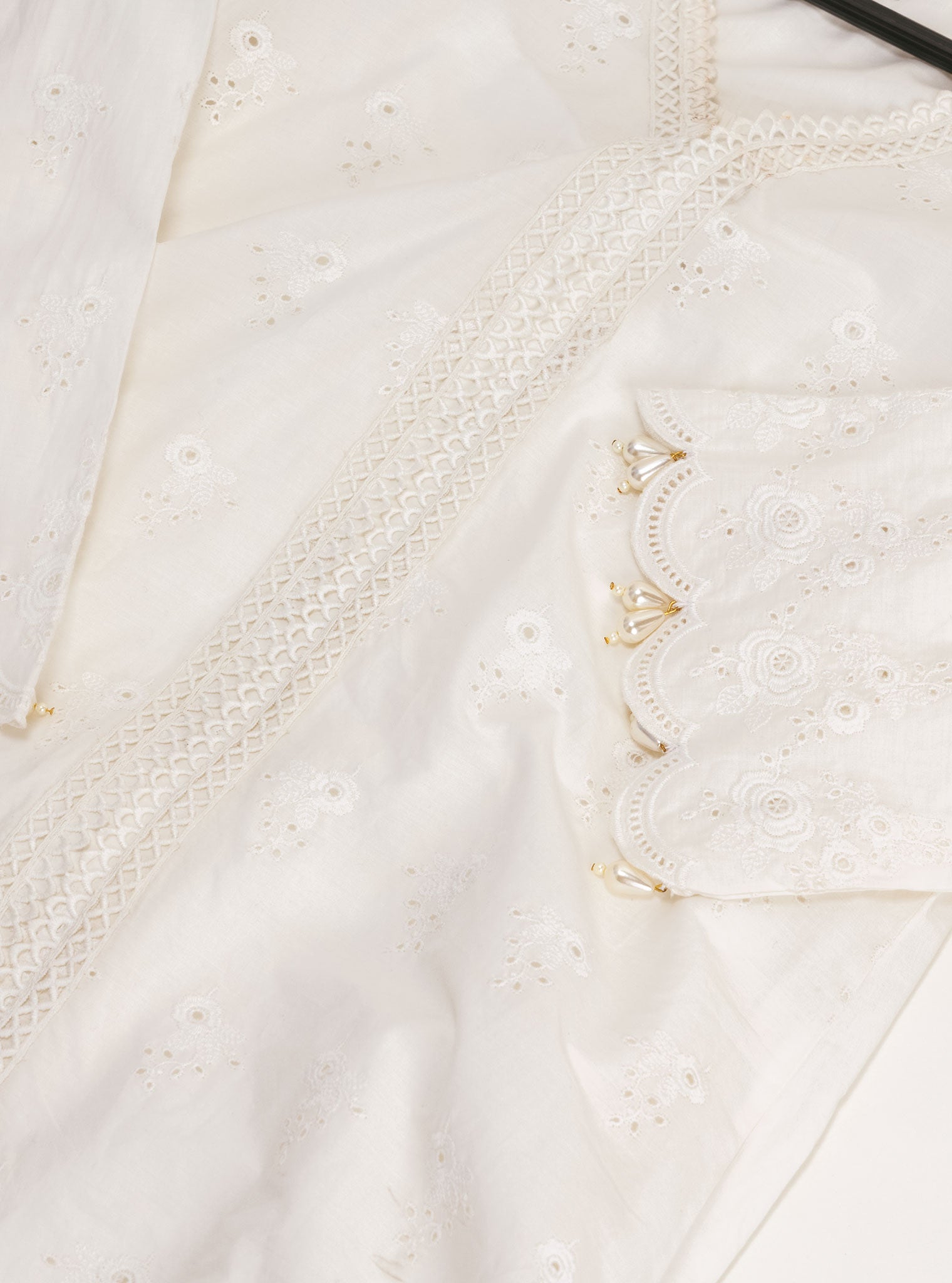 Mulmul Supima Cotton Nitoi White Kurta