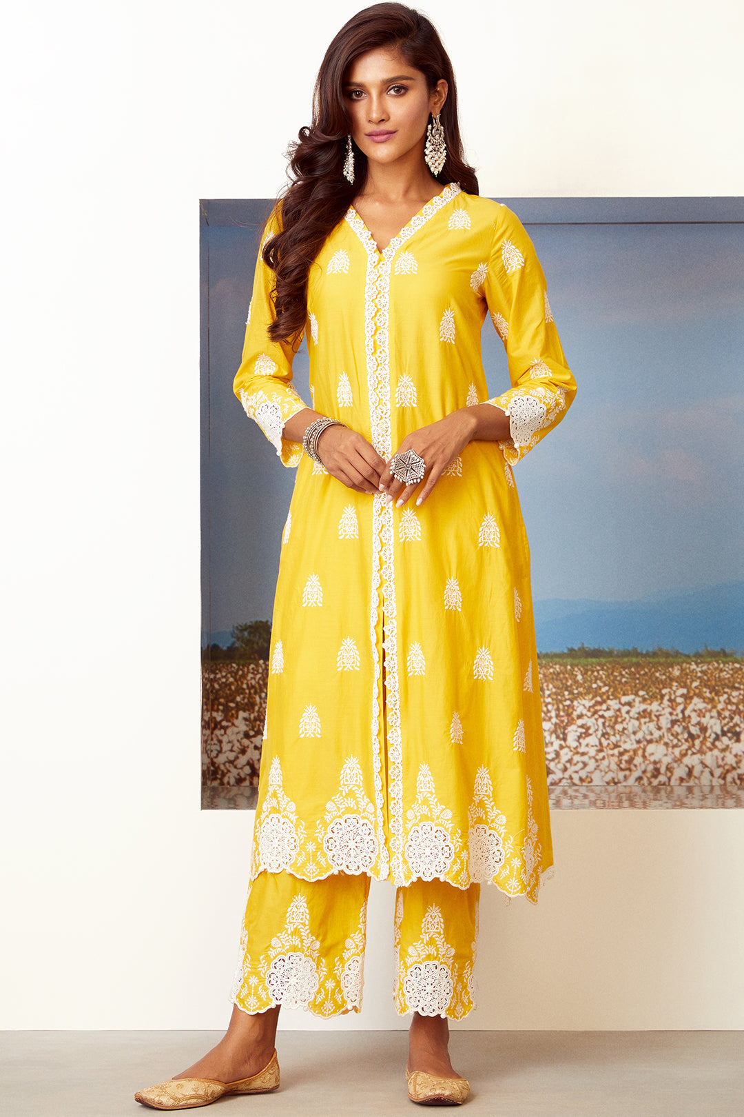 Oracle Supima Cotton Mango Kurta with Palazzo Set