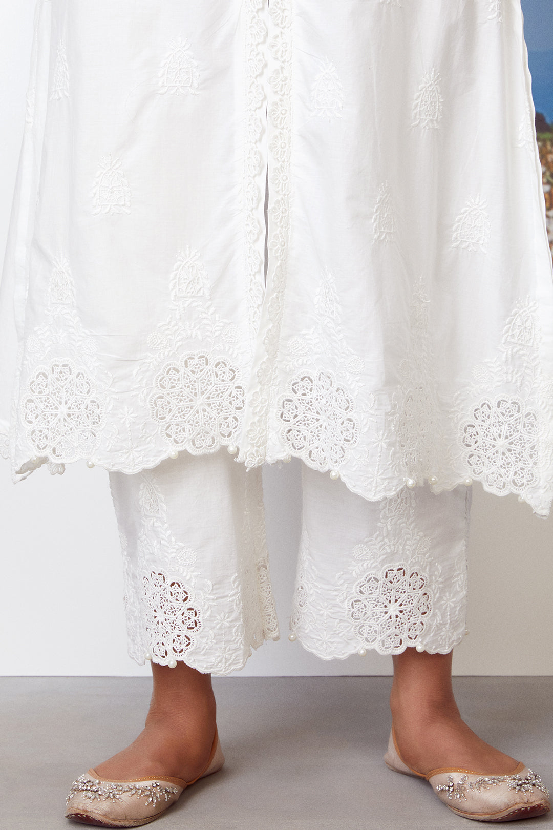 Oracle Supima Cotton White Kurta with Palazzo Set