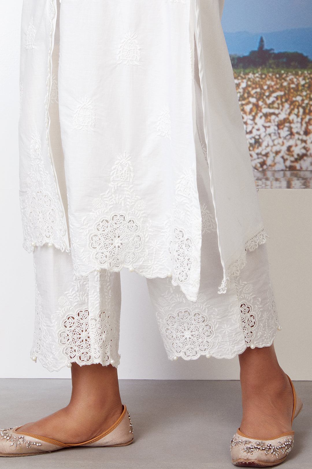 Oracle Supima Cotton White Kurta with Palazzo Set