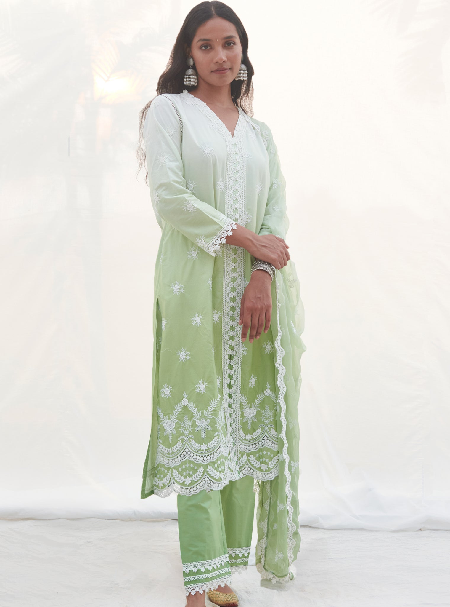Paliem Supima Cotton Green Kurta Set