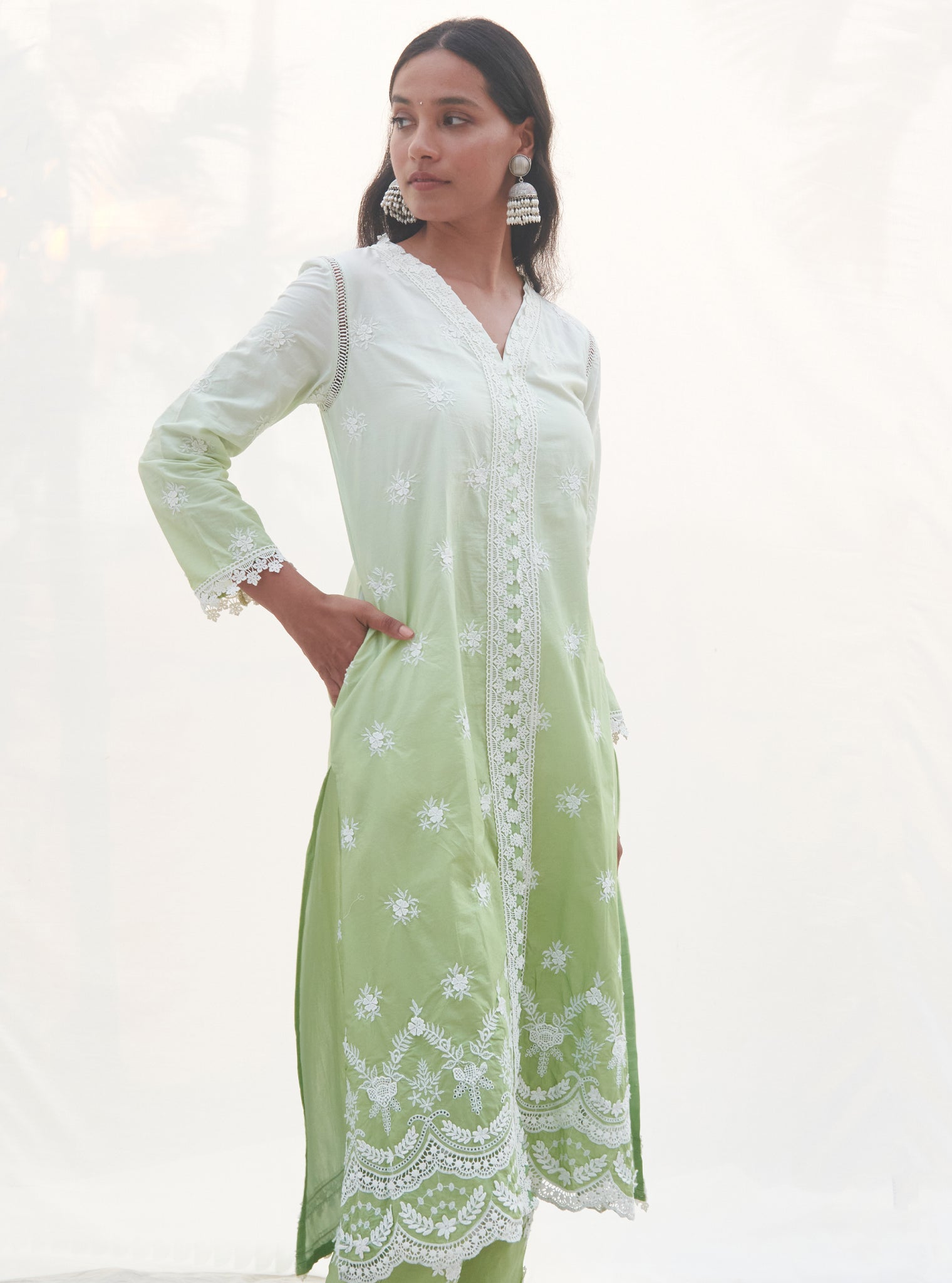 Paliem Supima Cotton Green Kurta Set