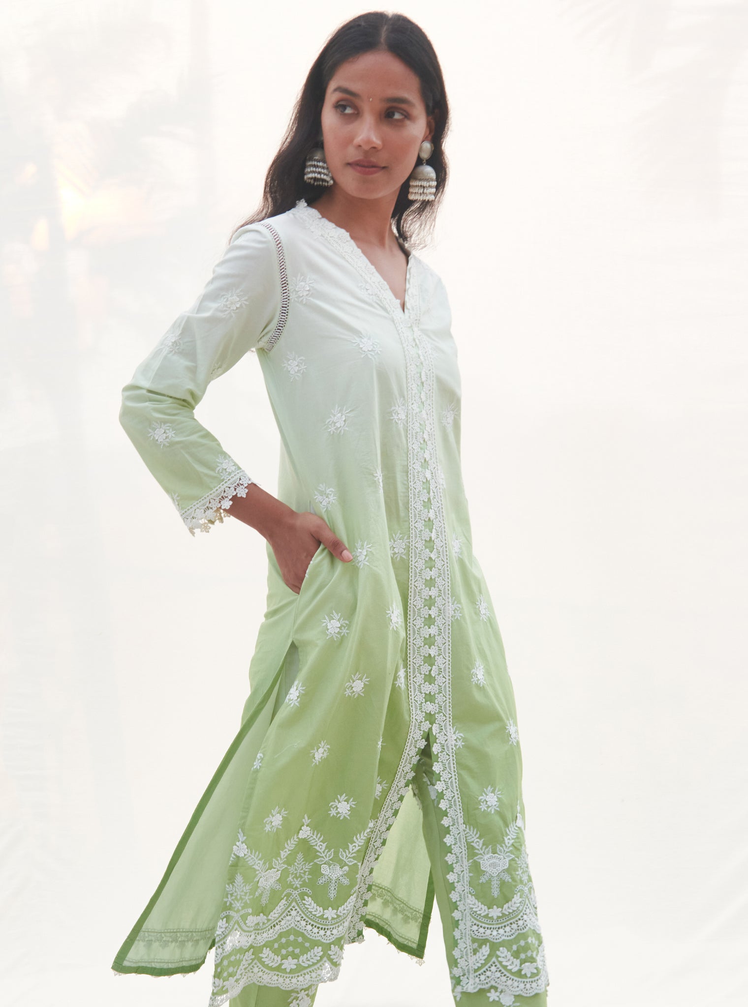 Paliem Supima Cotton Green Kurta Set