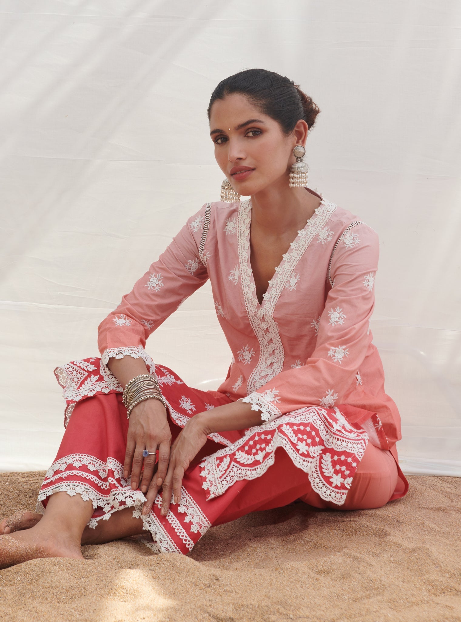 Paliem Supima Cotton Red Kurta Set