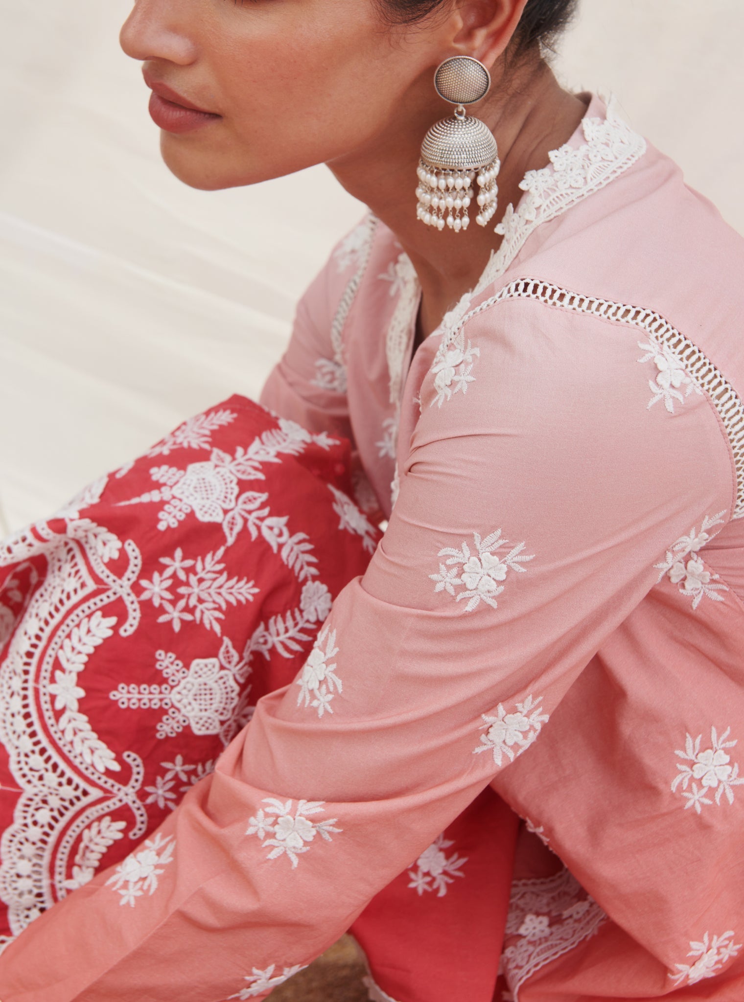 Paliem Supima Cotton Red Kurta Set