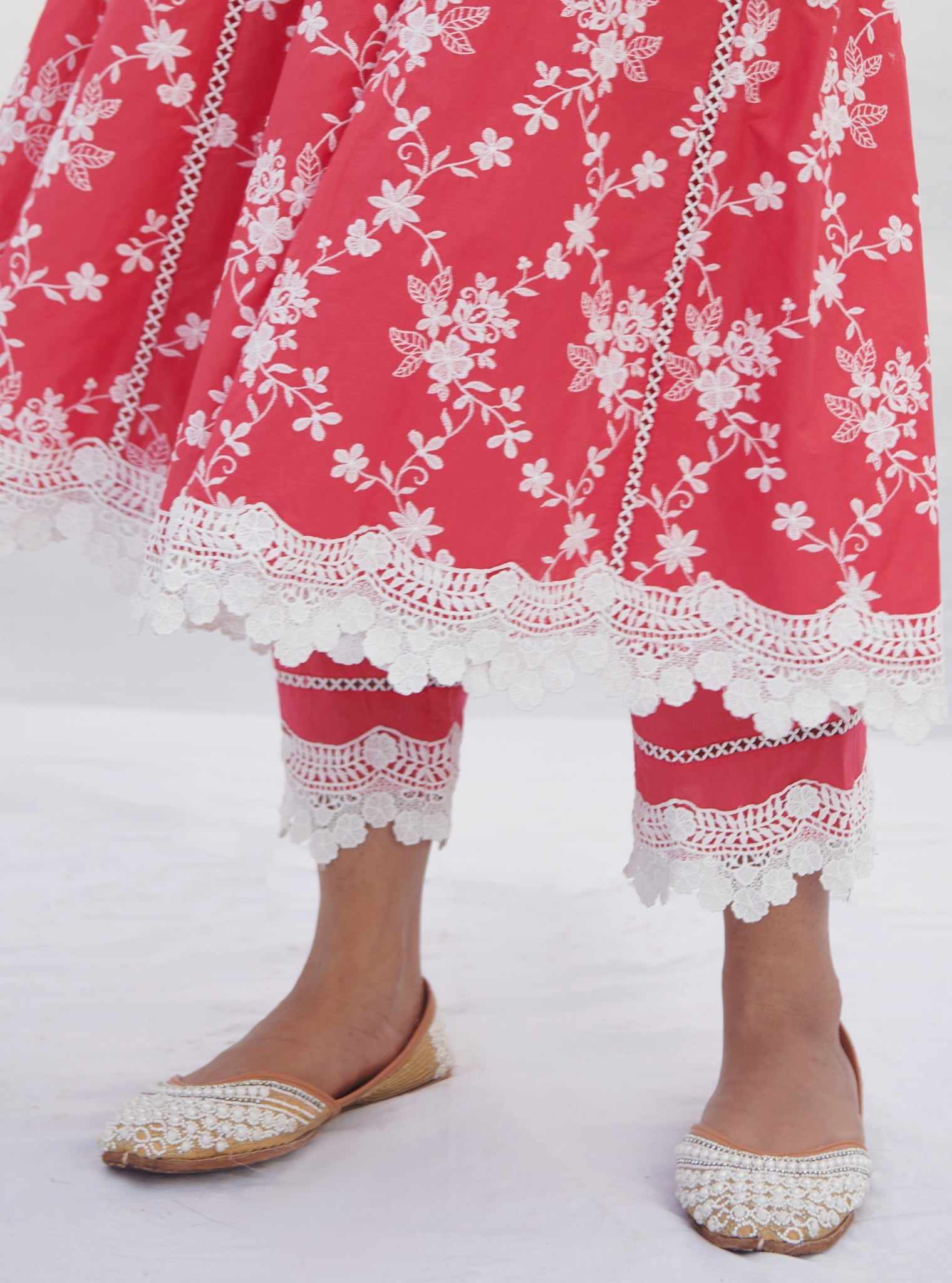 Palolem Supima Cotton Red Anarkali Kurta Set