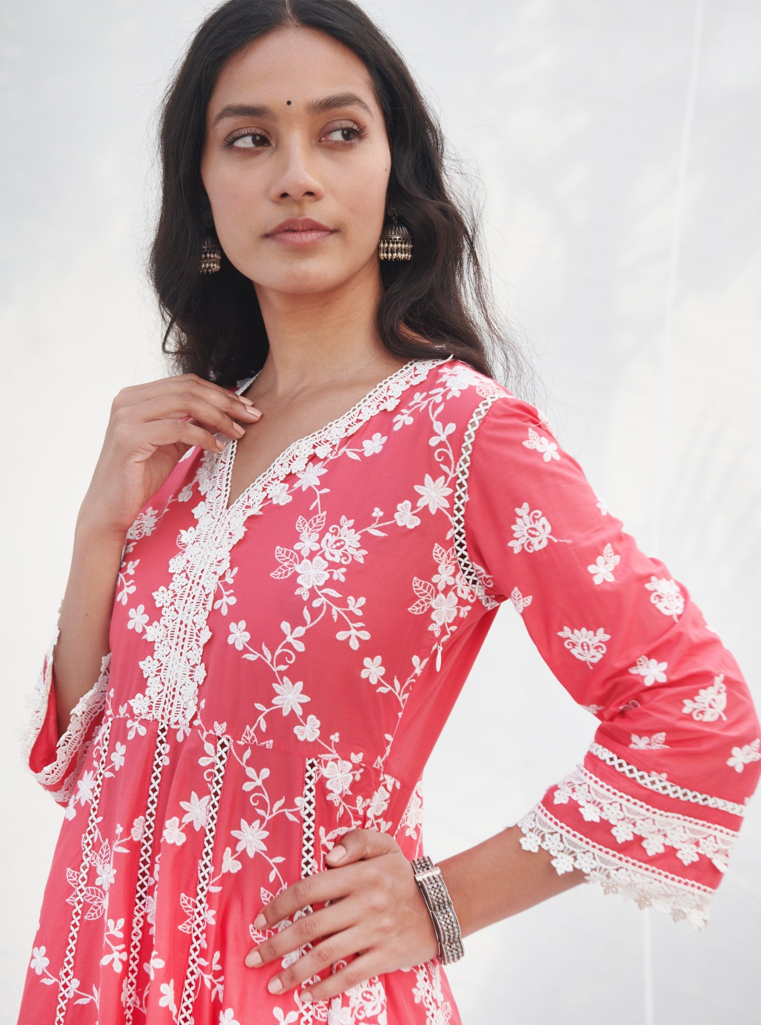 Palolem Supima Cotton Red Anarkali Kurta Set