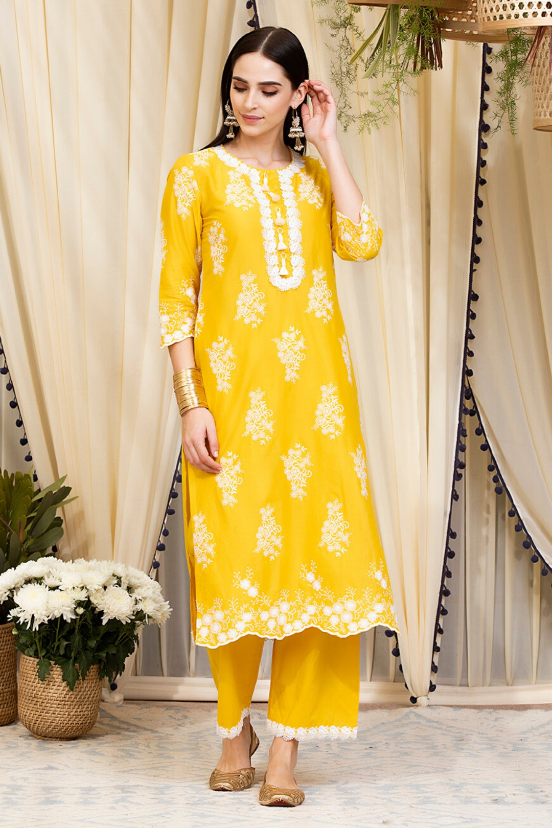 Perla Supima Cotton Yellow Kurta Set