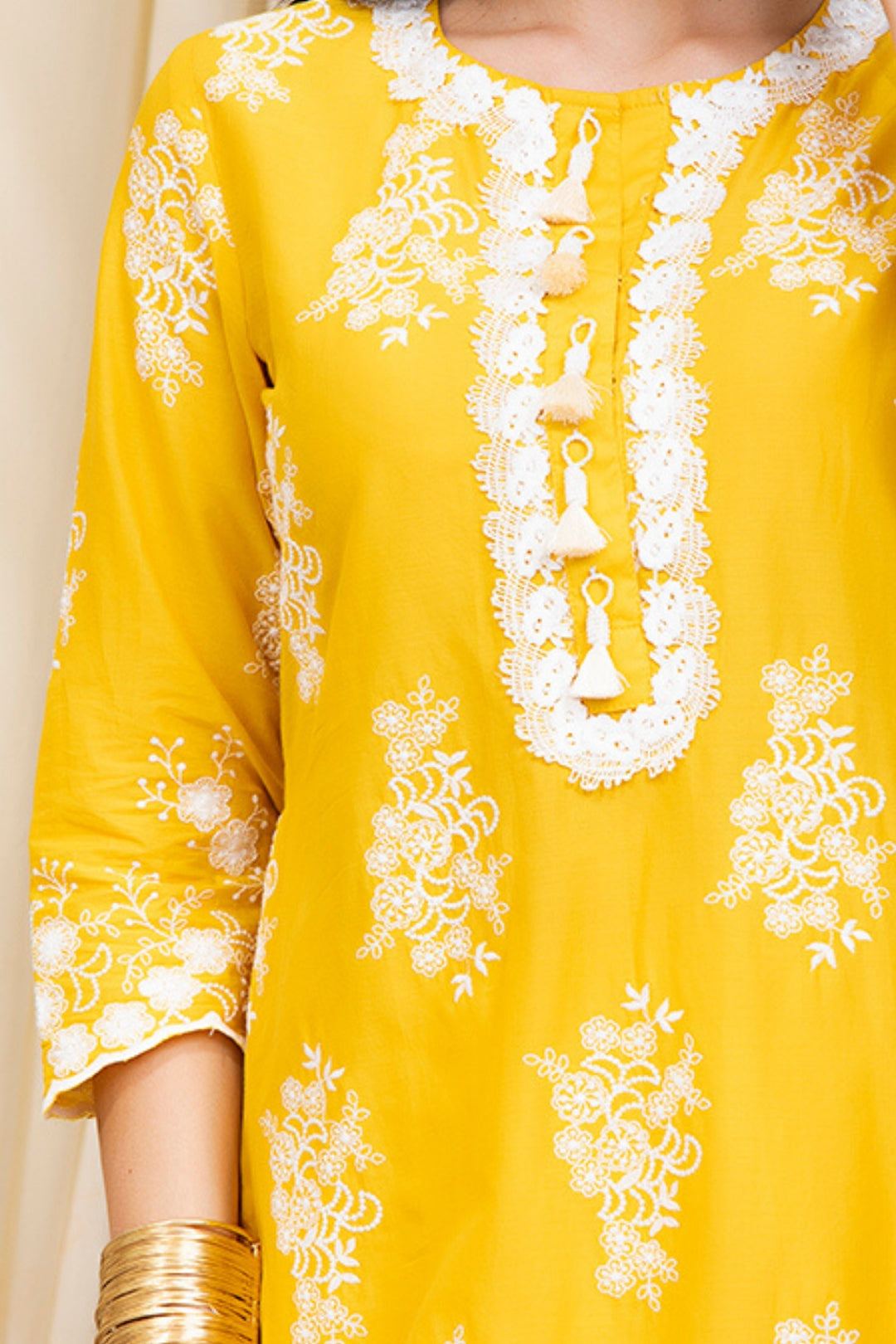 Perla Supima Cotton Yellow Kurta Set