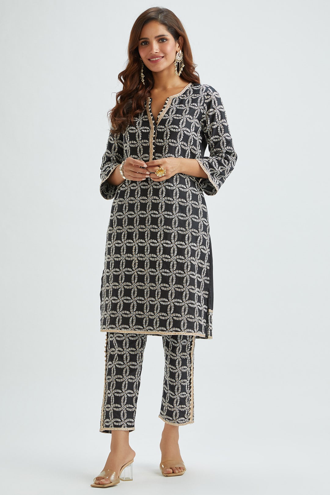 Perry Supima Satin Black Kurta Set