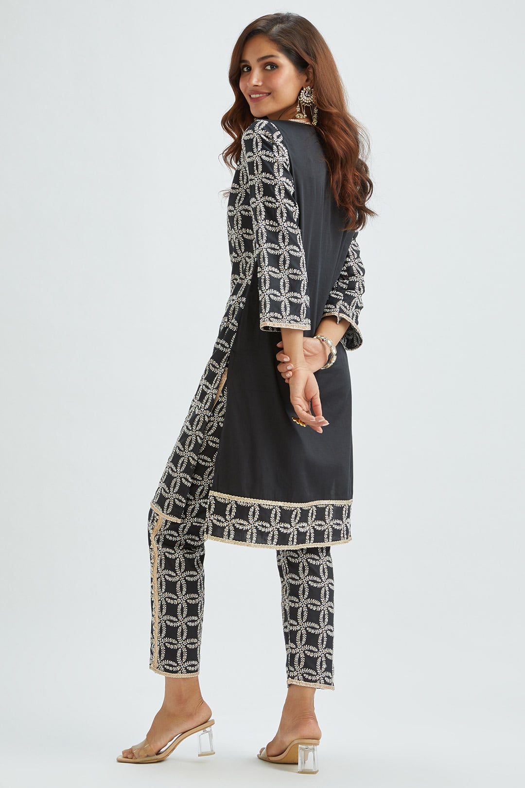 Perry Supima Satin Black Kurta Set