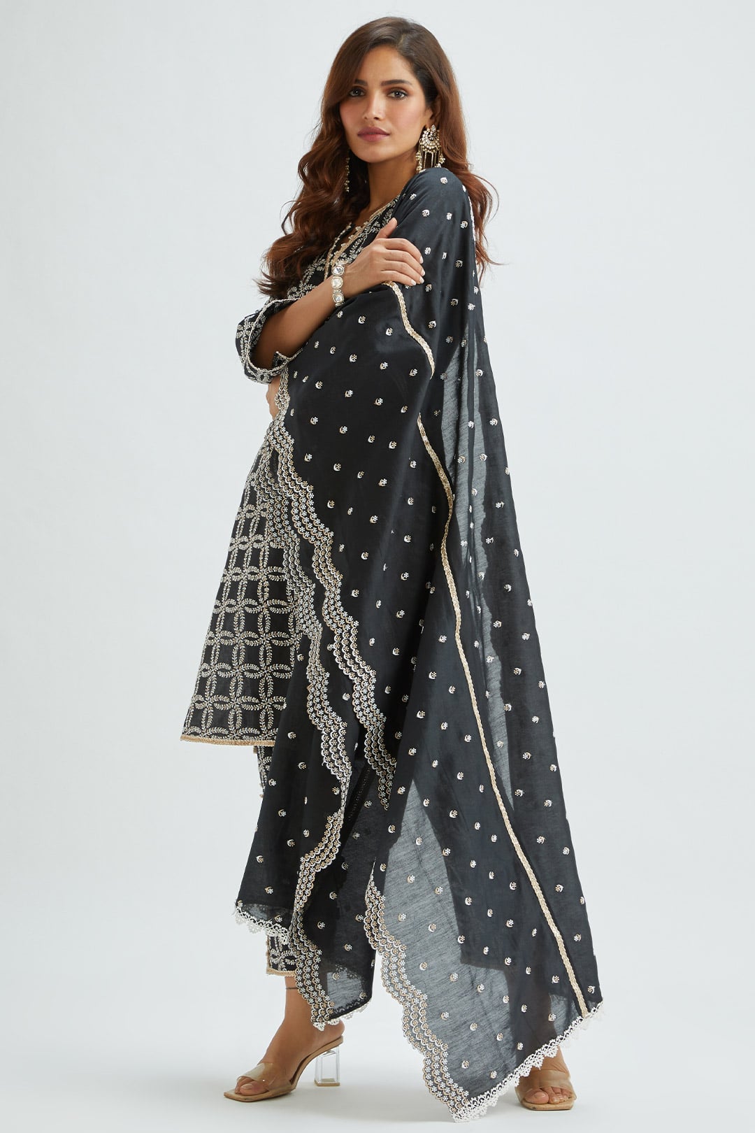 Perry Supima Satin Black Kurta Set