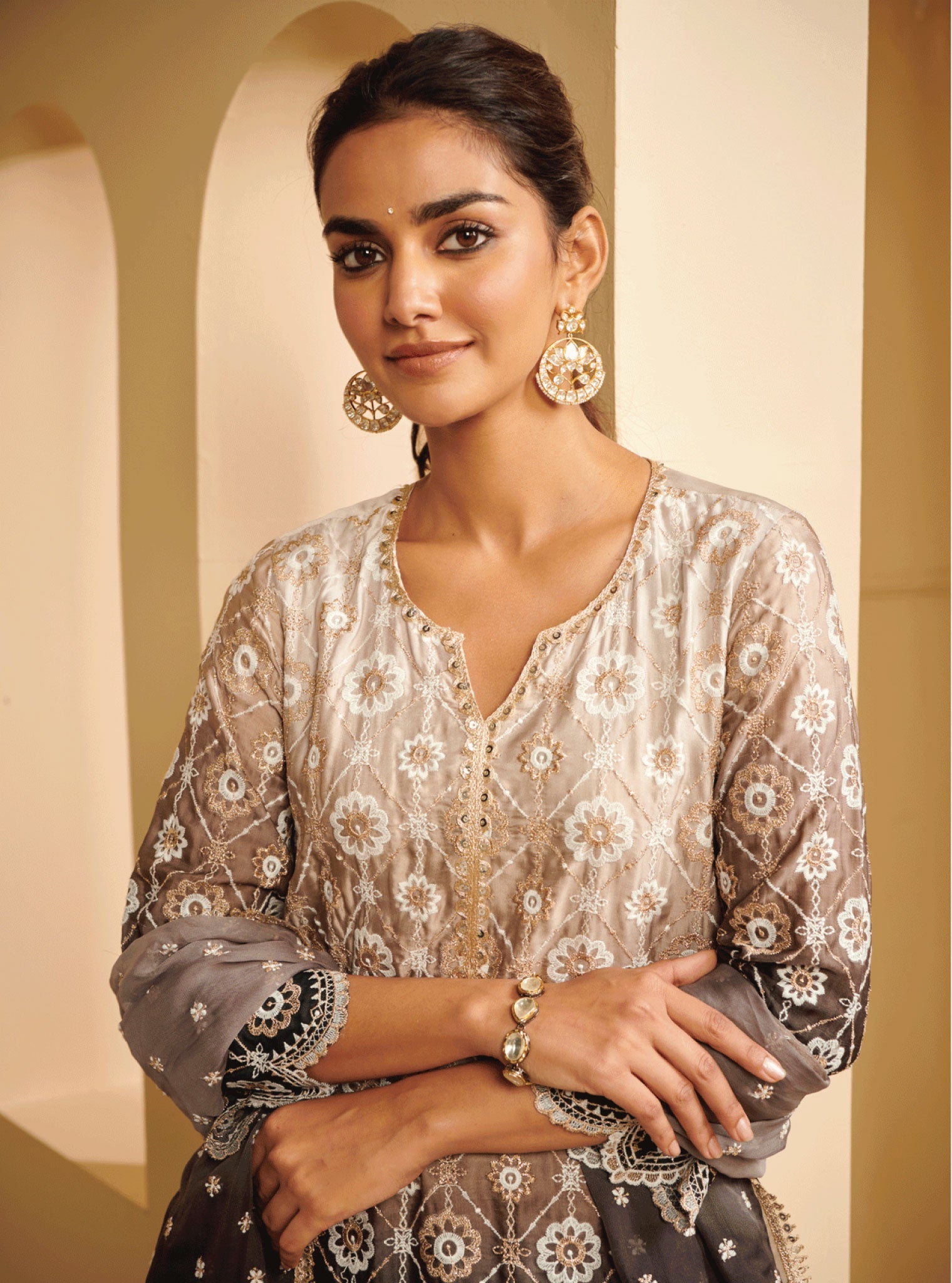 Pure Silver Polki Big Lotus Chandbali