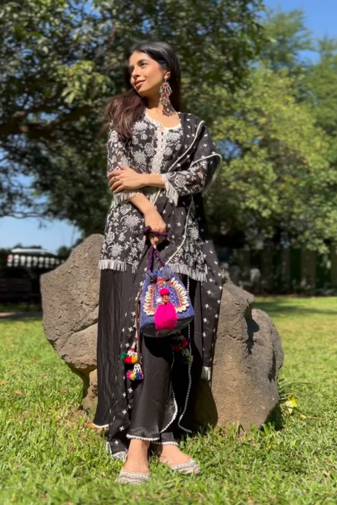 Claire Tencel Luxe Organza Black Kurta Set