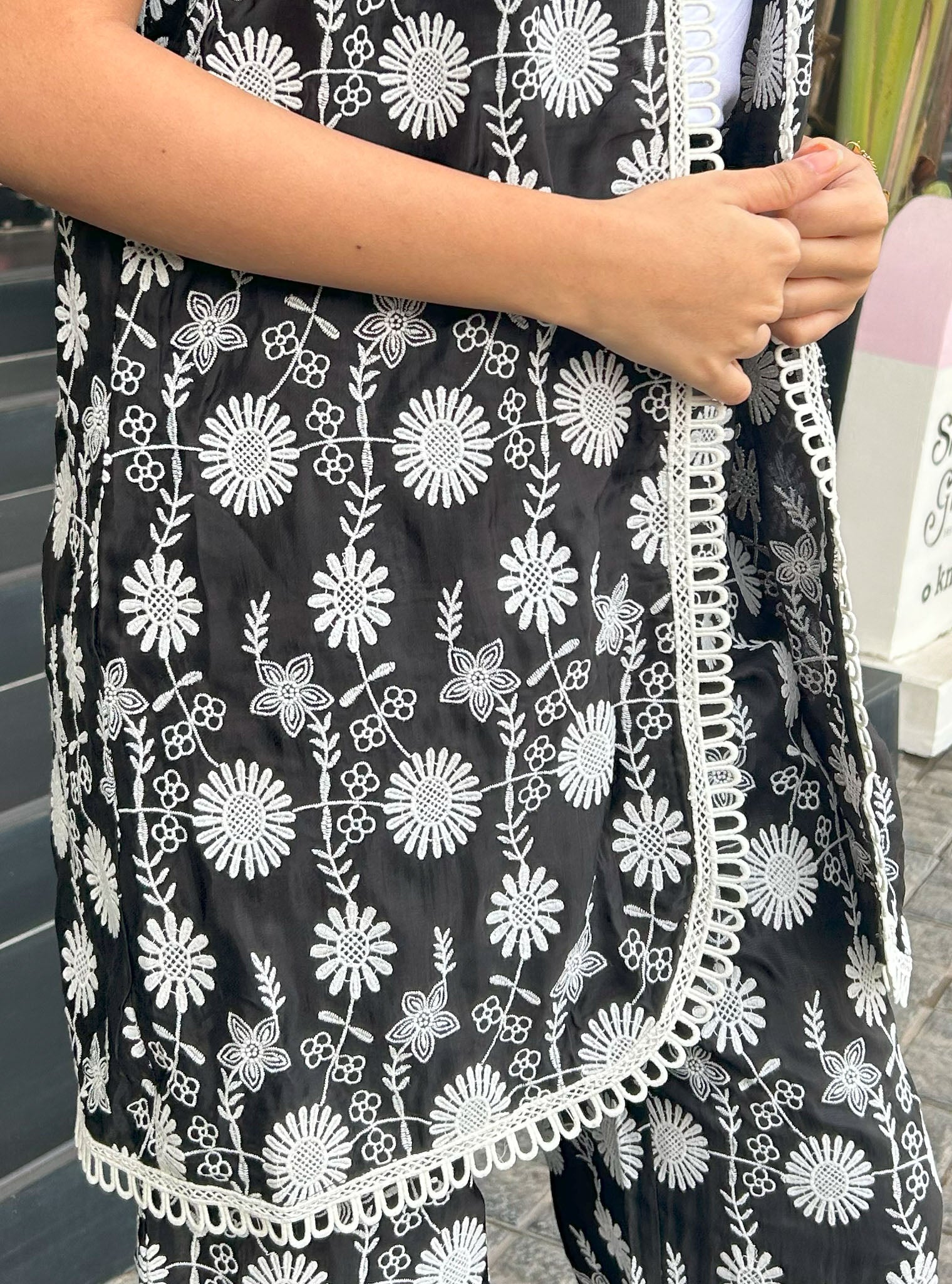 Kynlee Cupro Black Top with Pant Set