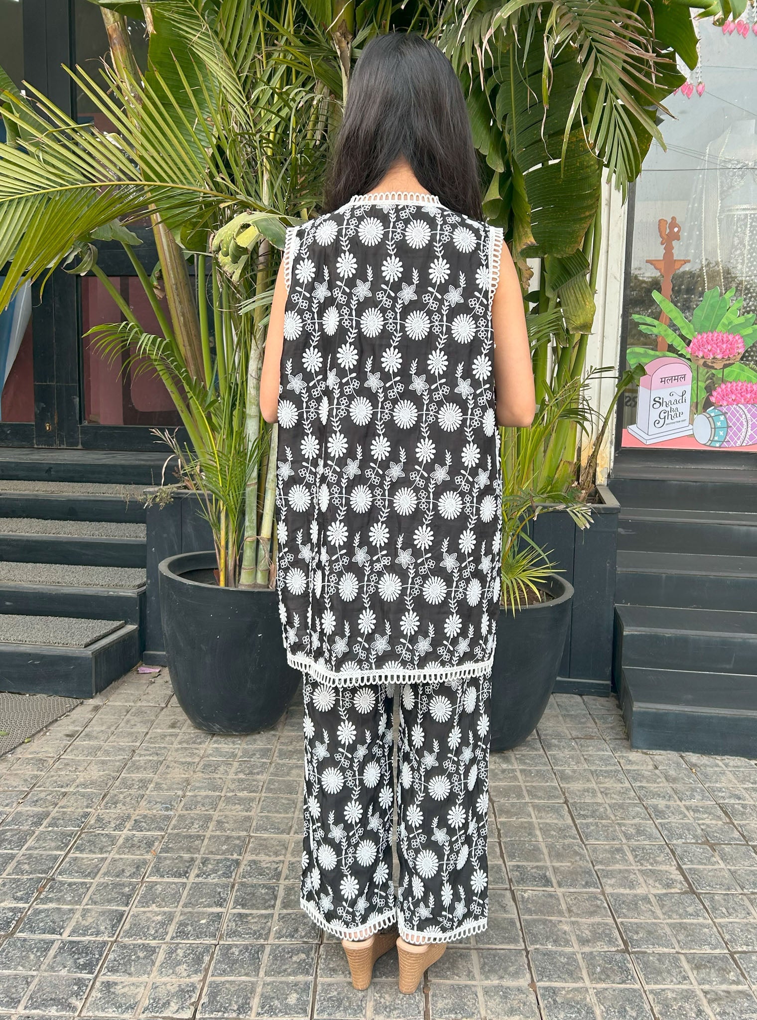 Kynlee Cupro Black Top with Pant Set