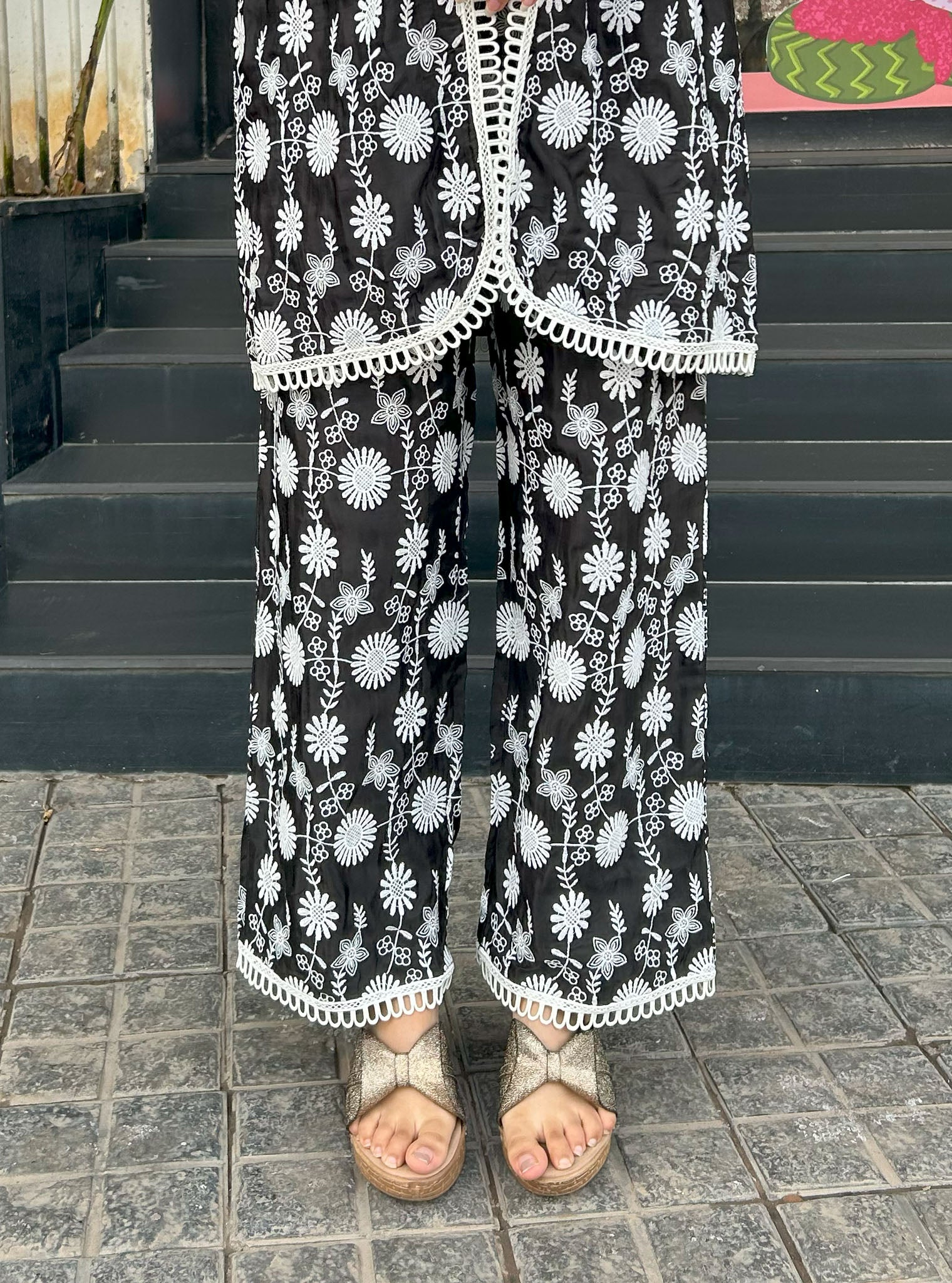 Kynlee Cupro Black Top with Pant Set