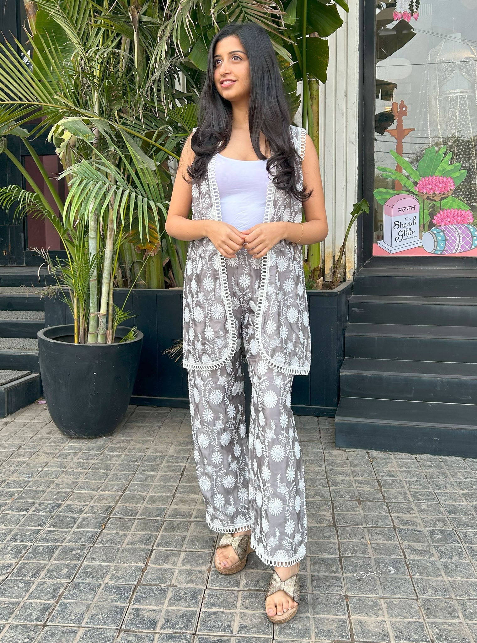 Kynlee Cupro Grey Top with Pant Set