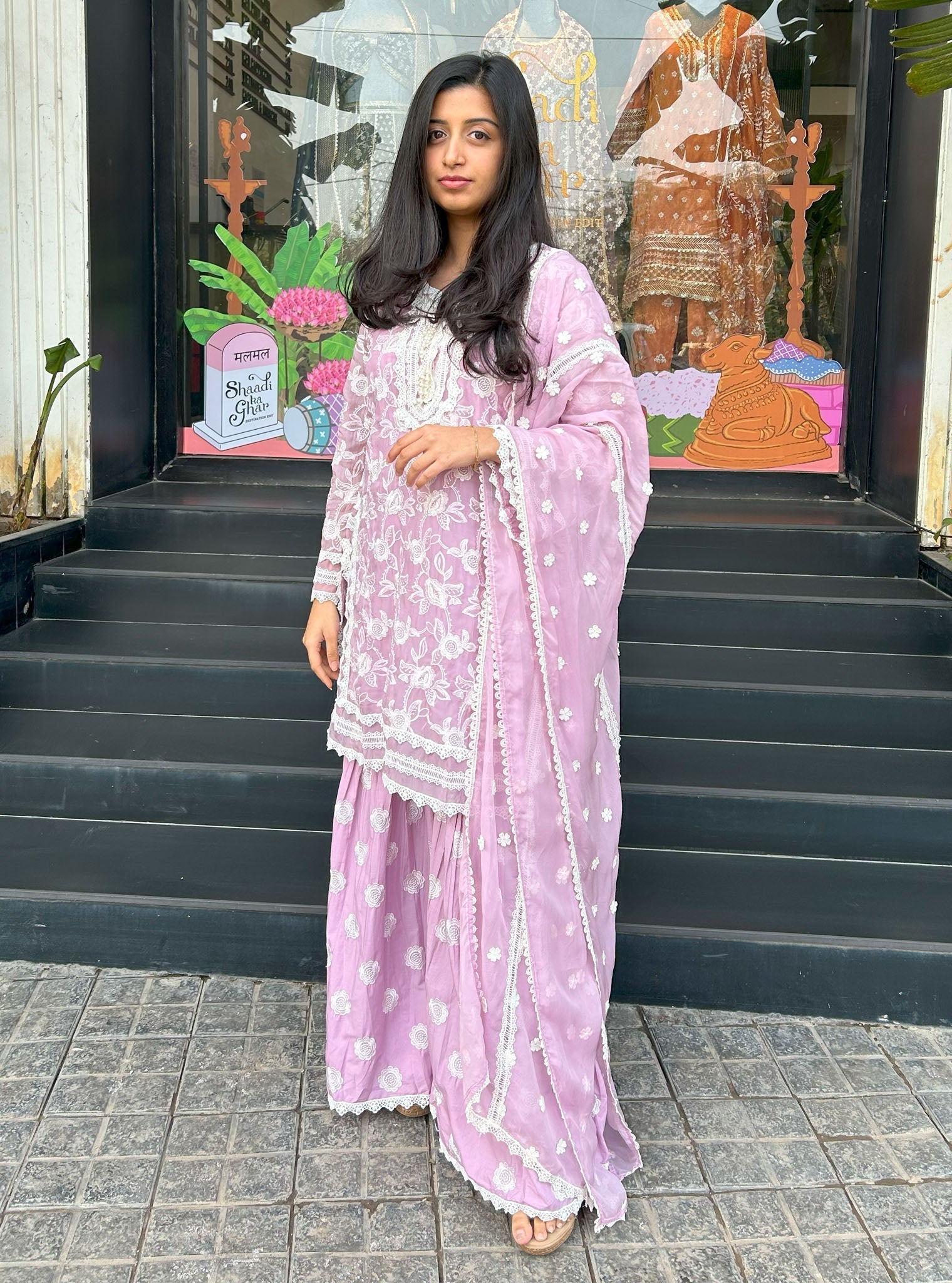 Lyella Supima Cotton Lilac Kurta with Garara Set