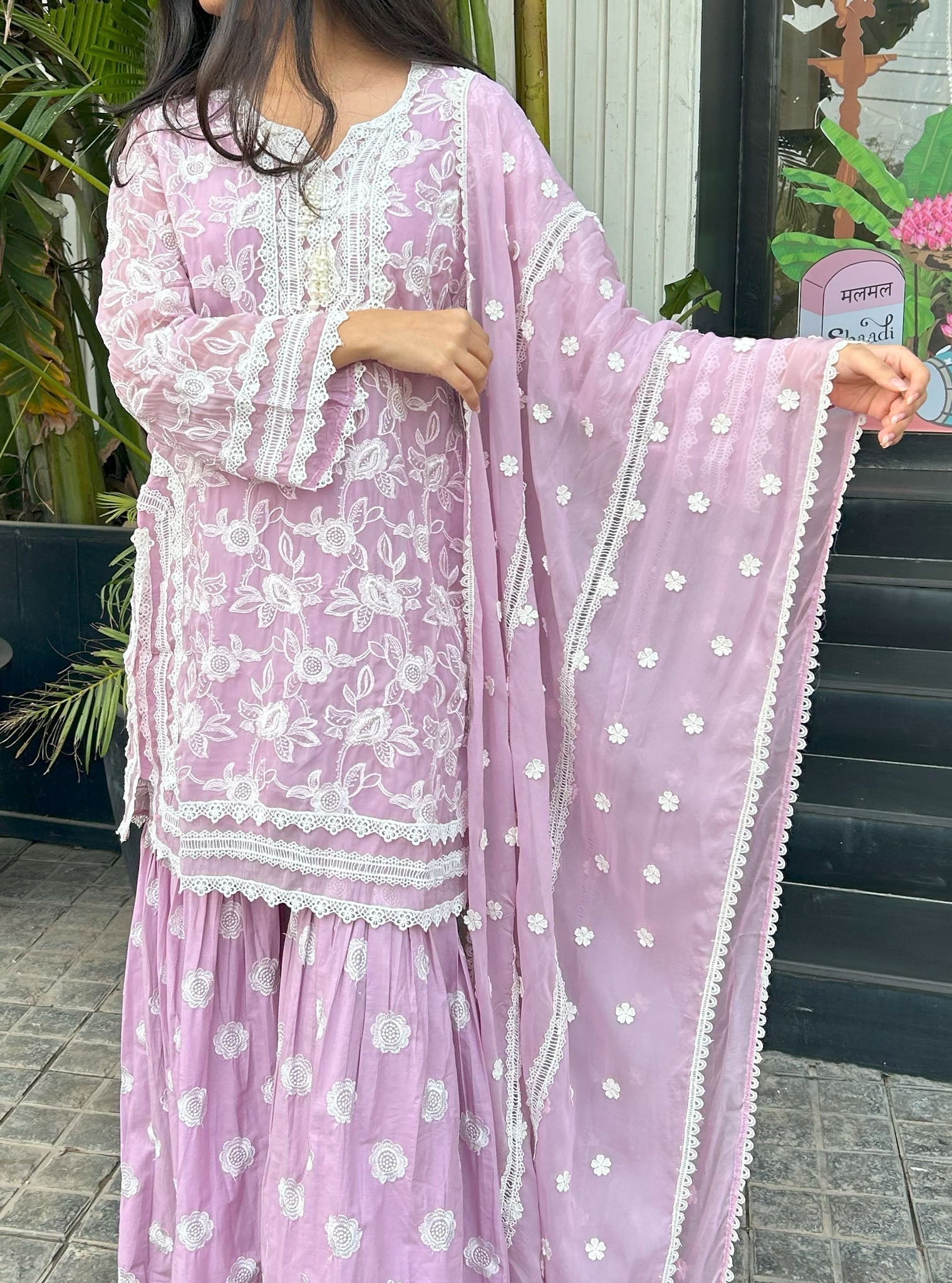 Lyella Supima Cotton Lilac Kurta with Garara Set