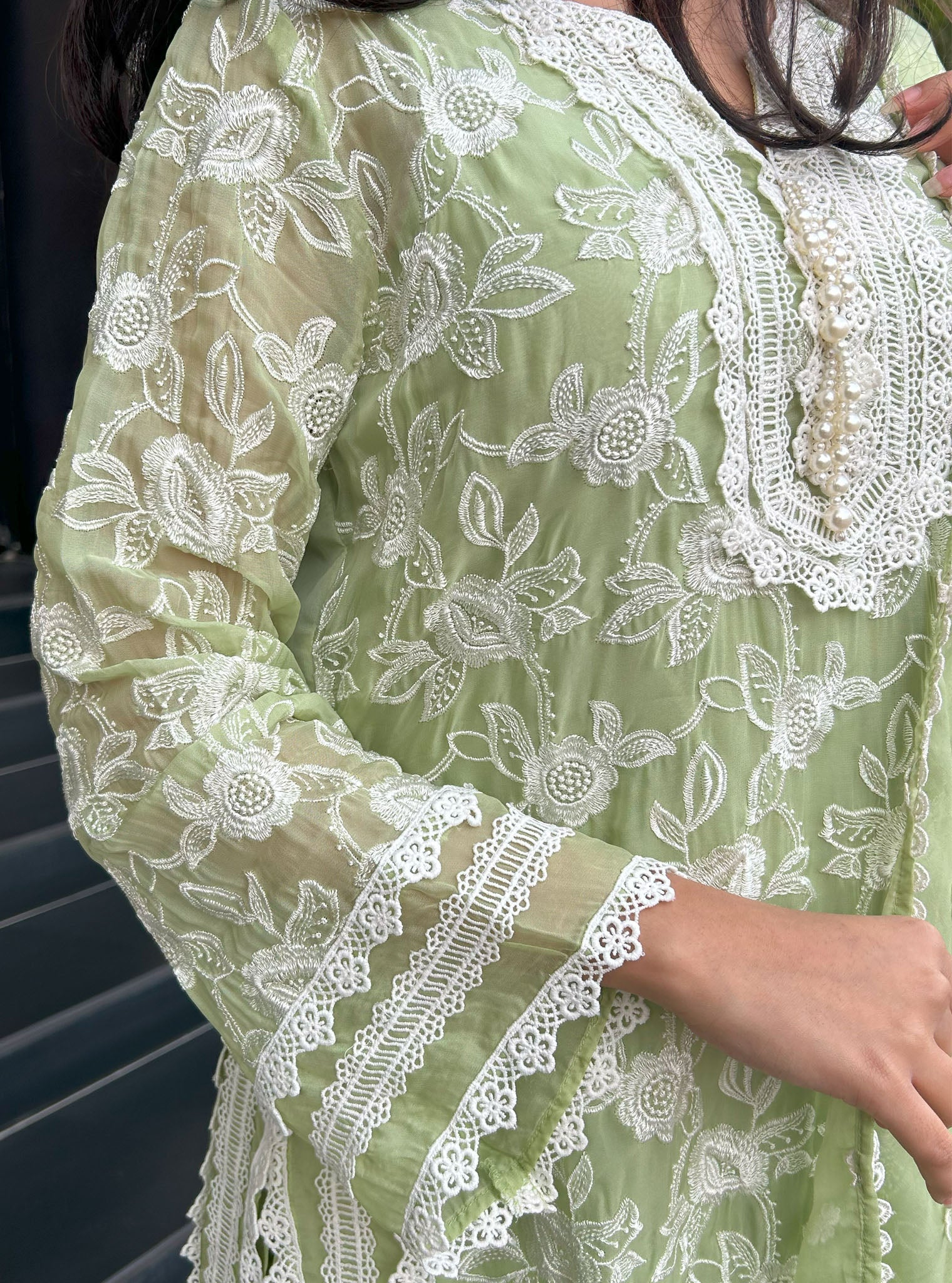 Lyella Supima Cotton Green Kurta with Garara Set