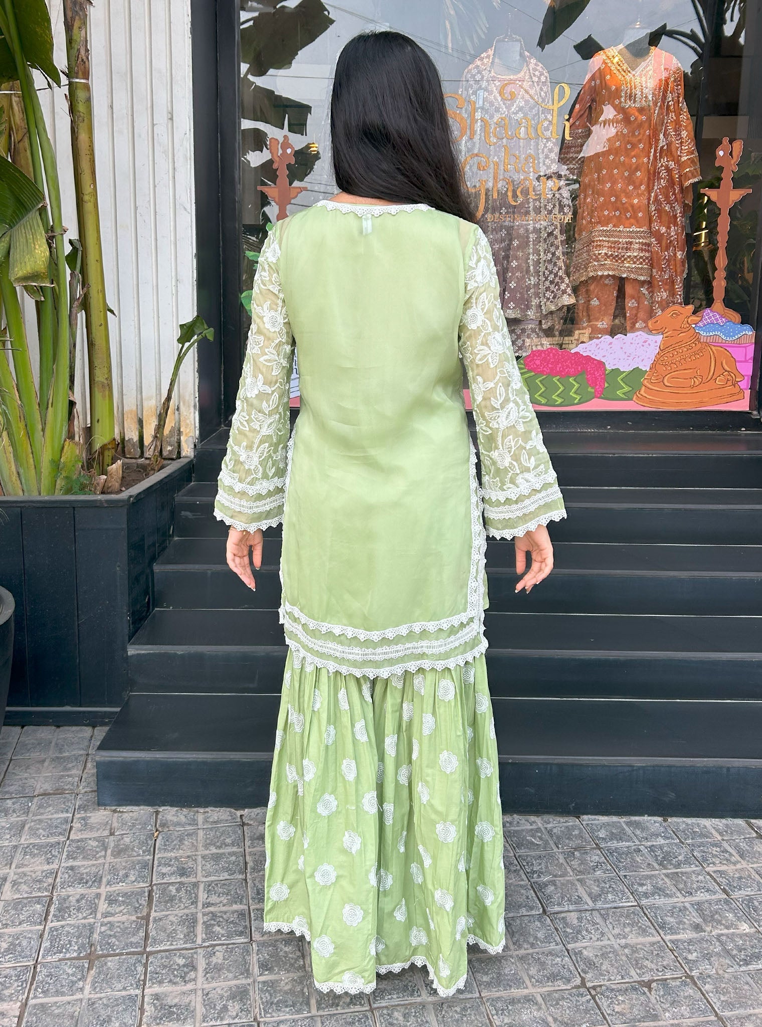 Lyella Supima Cotton Green Kurta with Garara Set