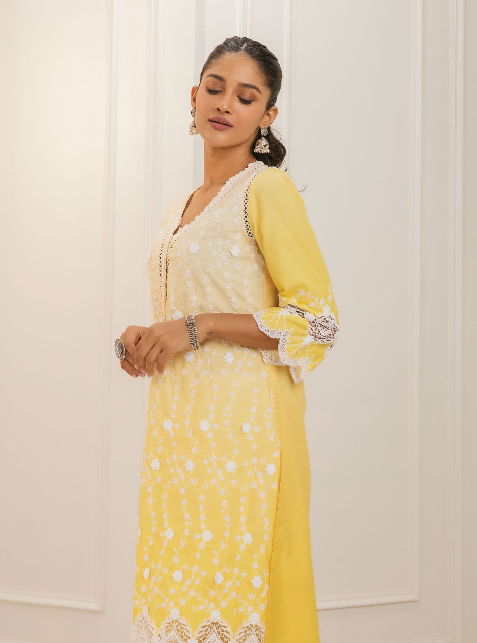 Purna Supima Cotton Yellow Kurta with Palazzo Set