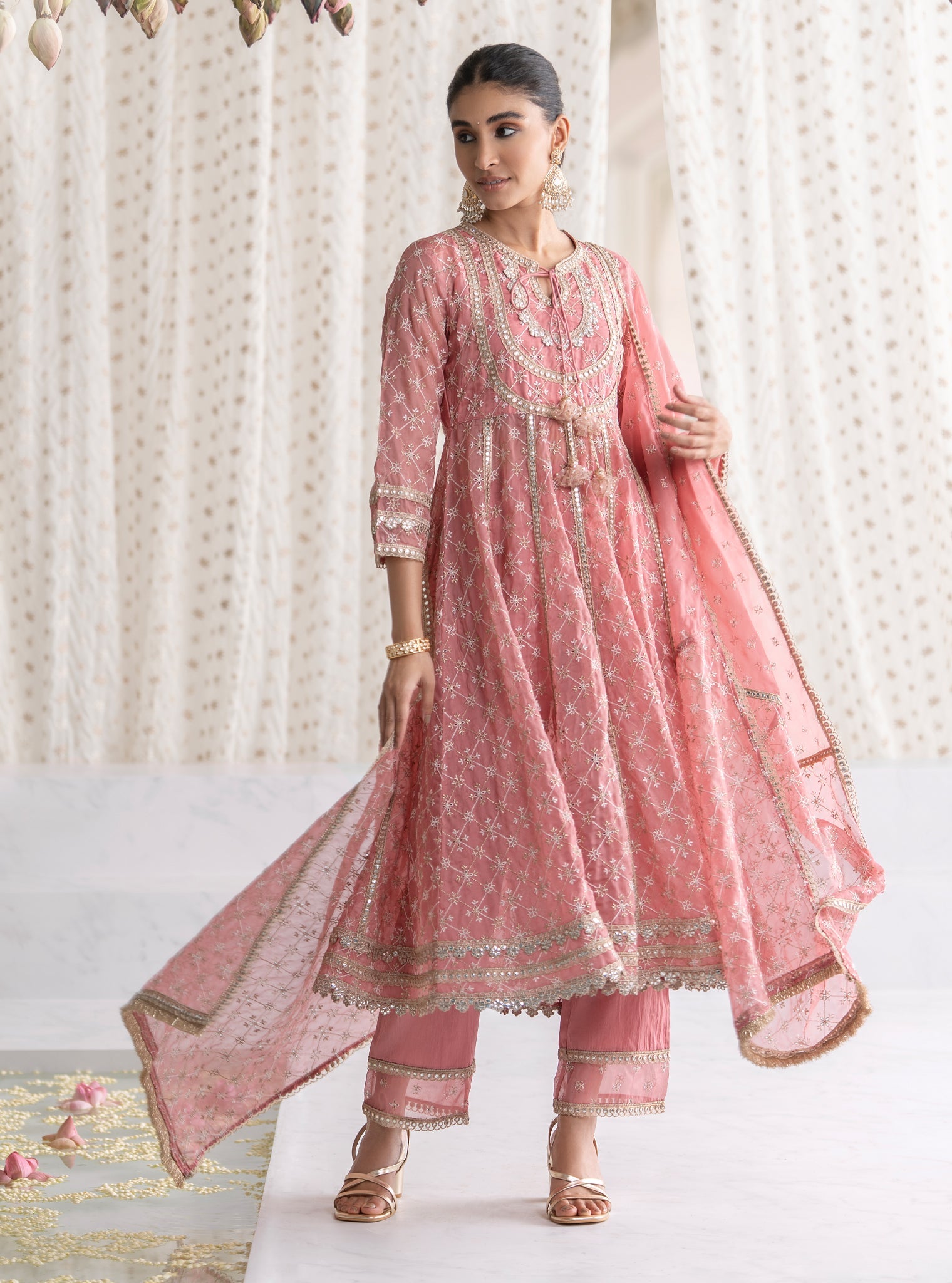 Rasiya Organza Mauve Anarkali Kurta Set