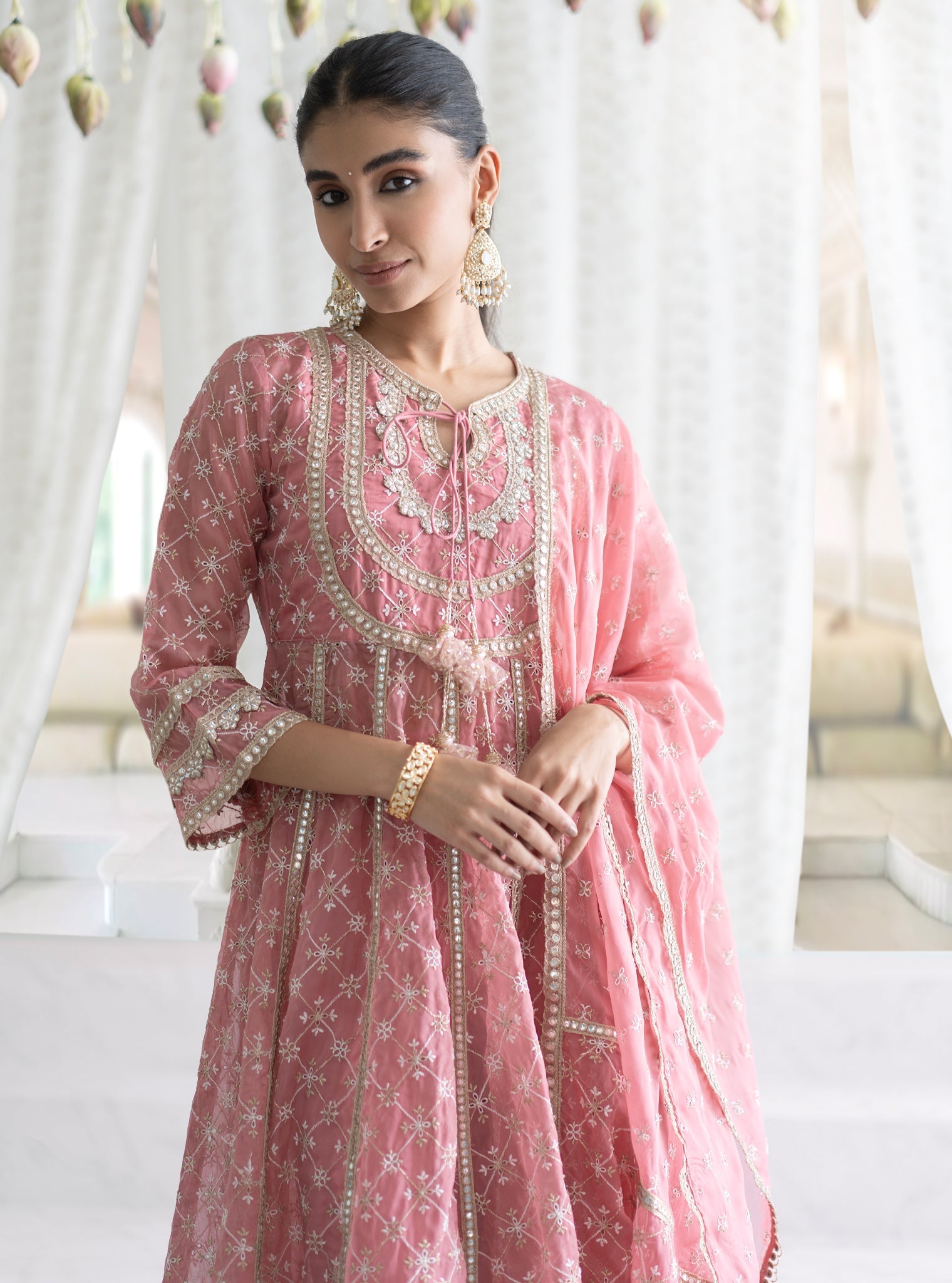Rasiya Organza Mauve Anarkali Kurta Set