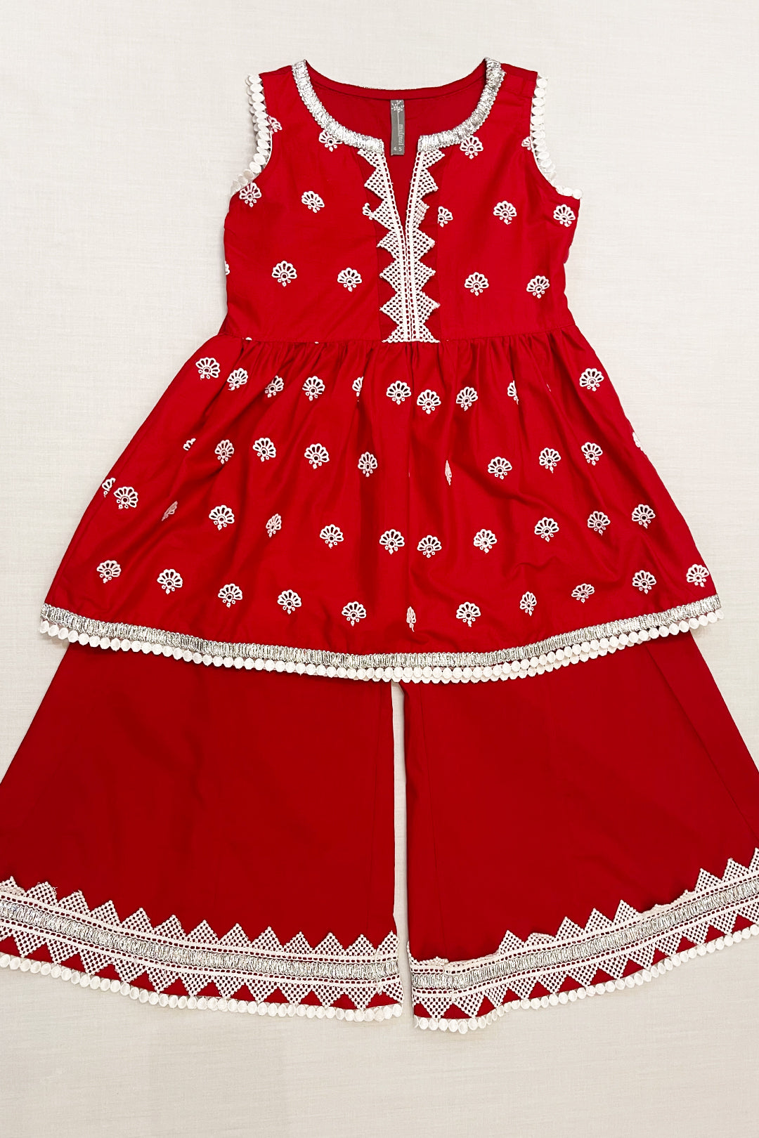 Figo Supima Cotton Red Sharara Set