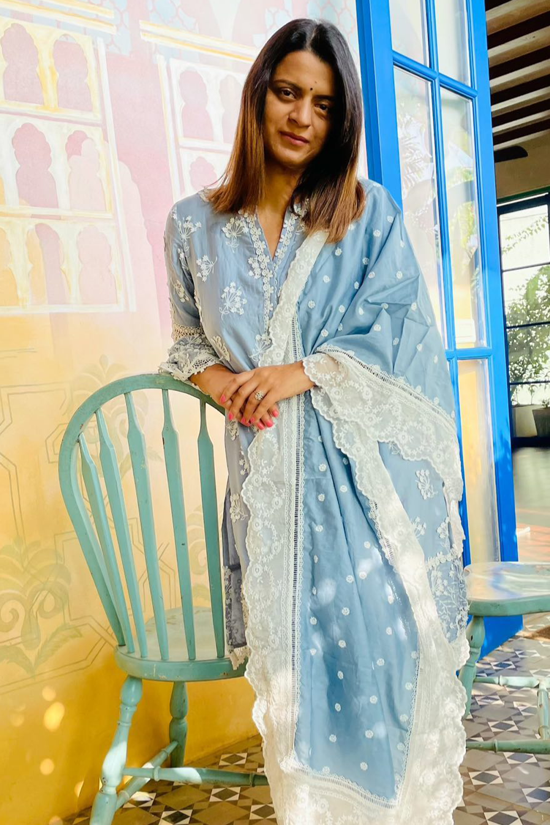 Celo Supima Satin Blue Pant Set