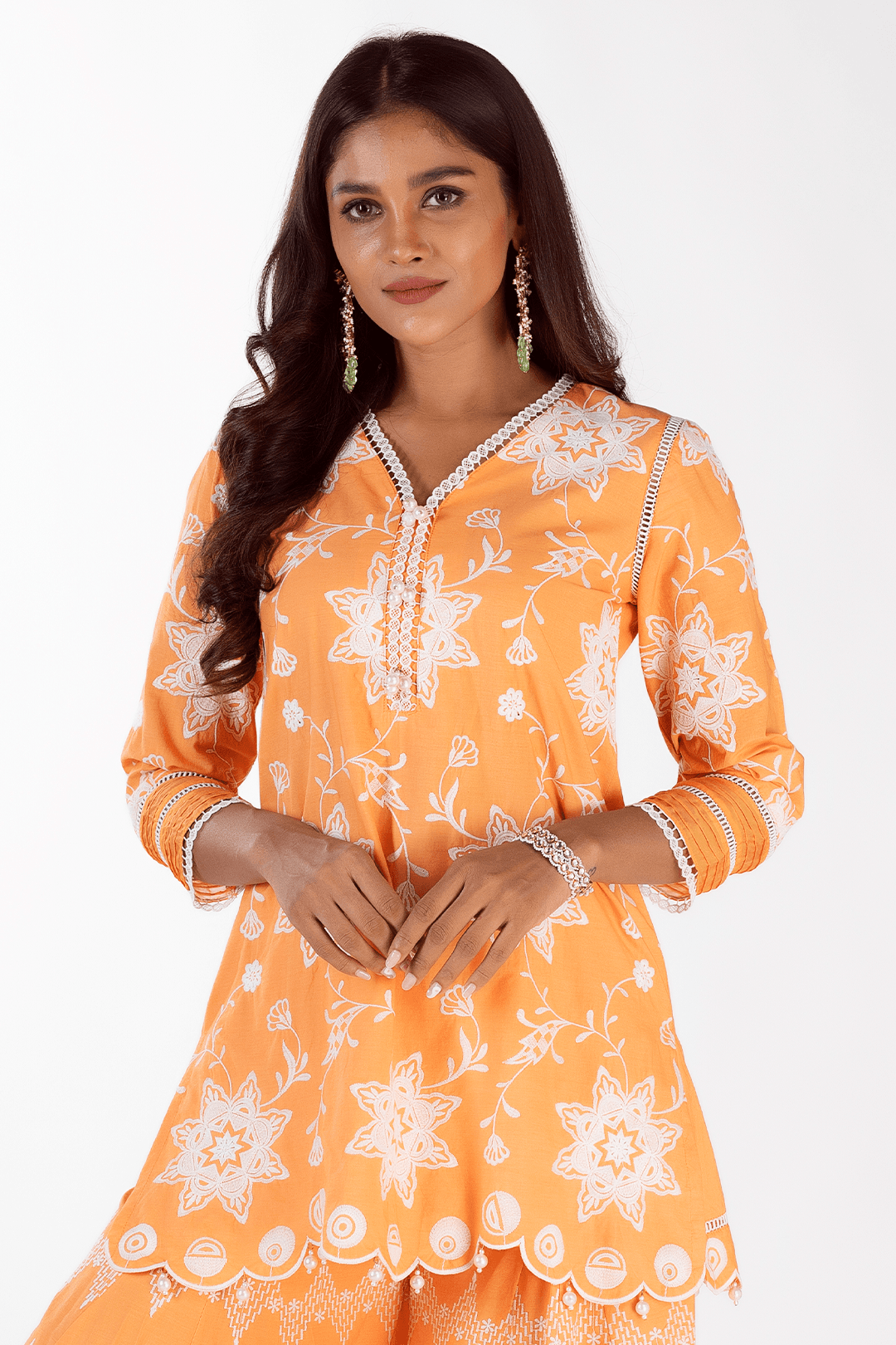 Riley Supima Cotton Orange Kurta with Sharara Set