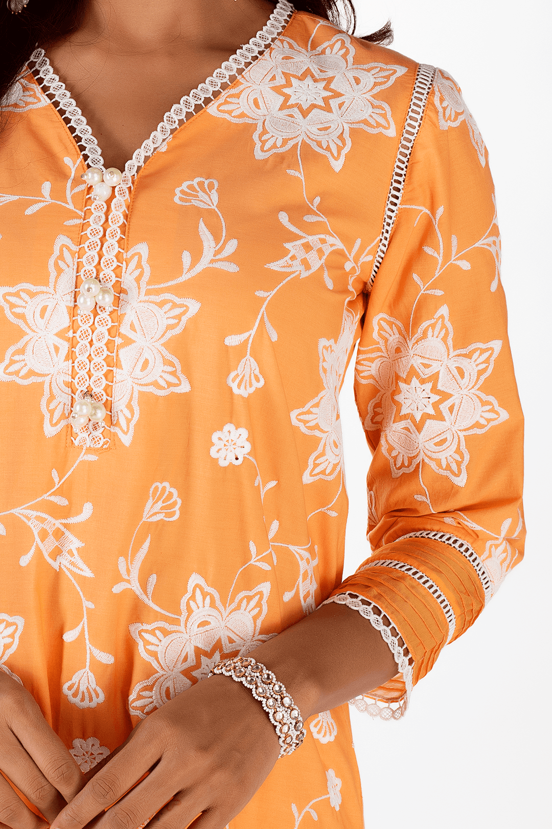 Riley Supima Cotton Orange Kurta with Sharara Set