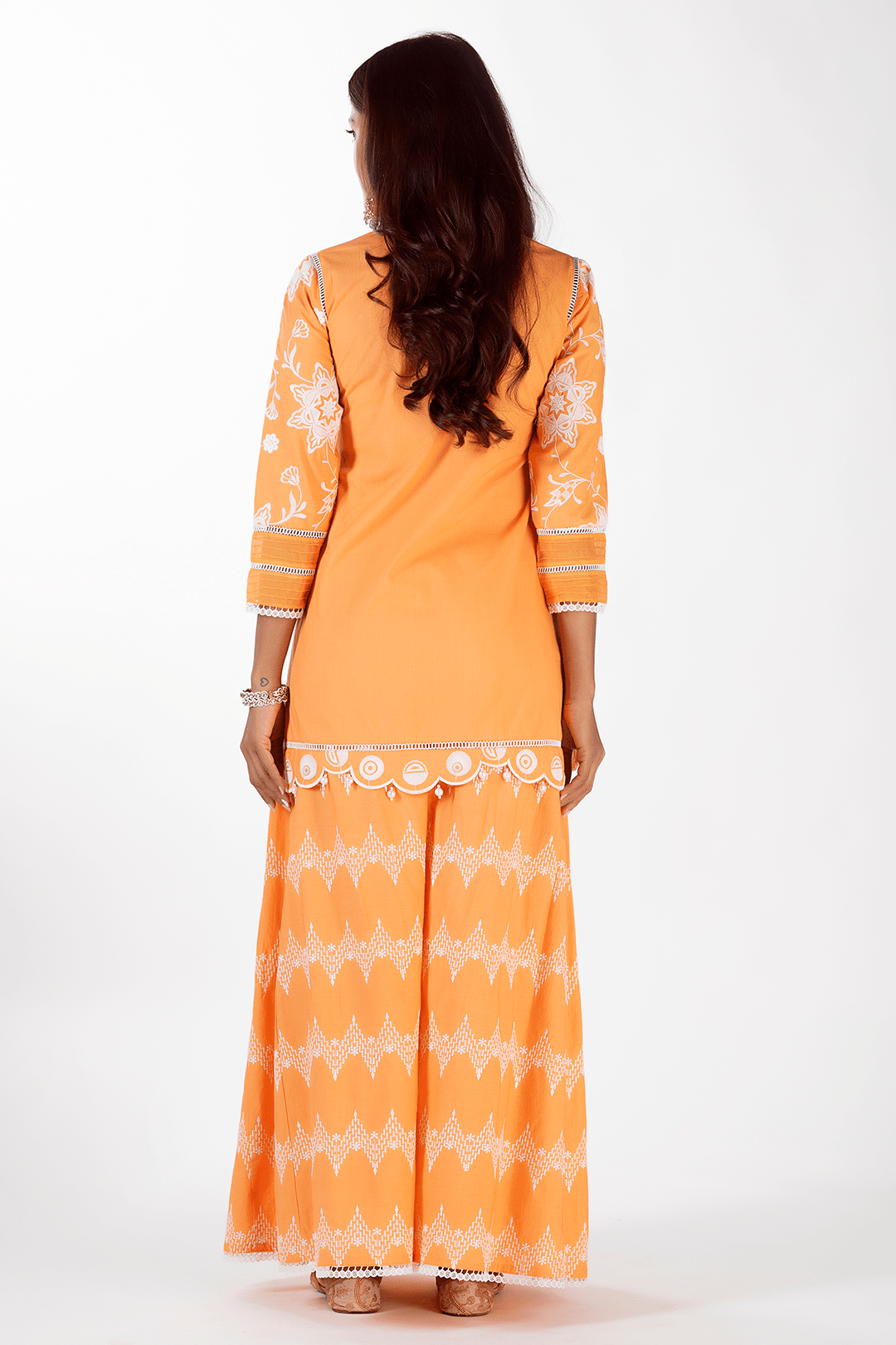 Riley Supima Cotton Orange Kurta with Sharara Set