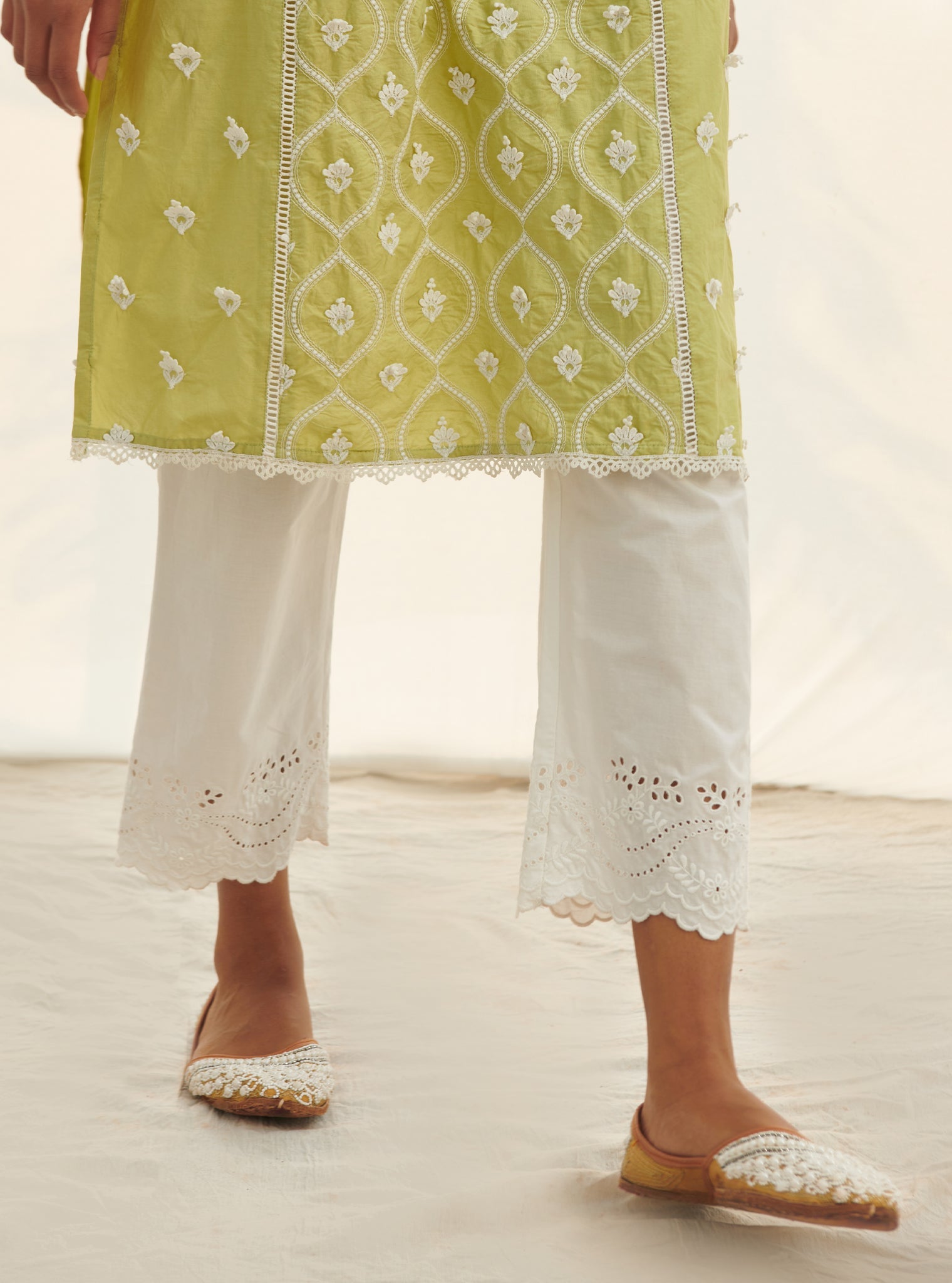 Rivona Supima Cotton Lime Kurta Set