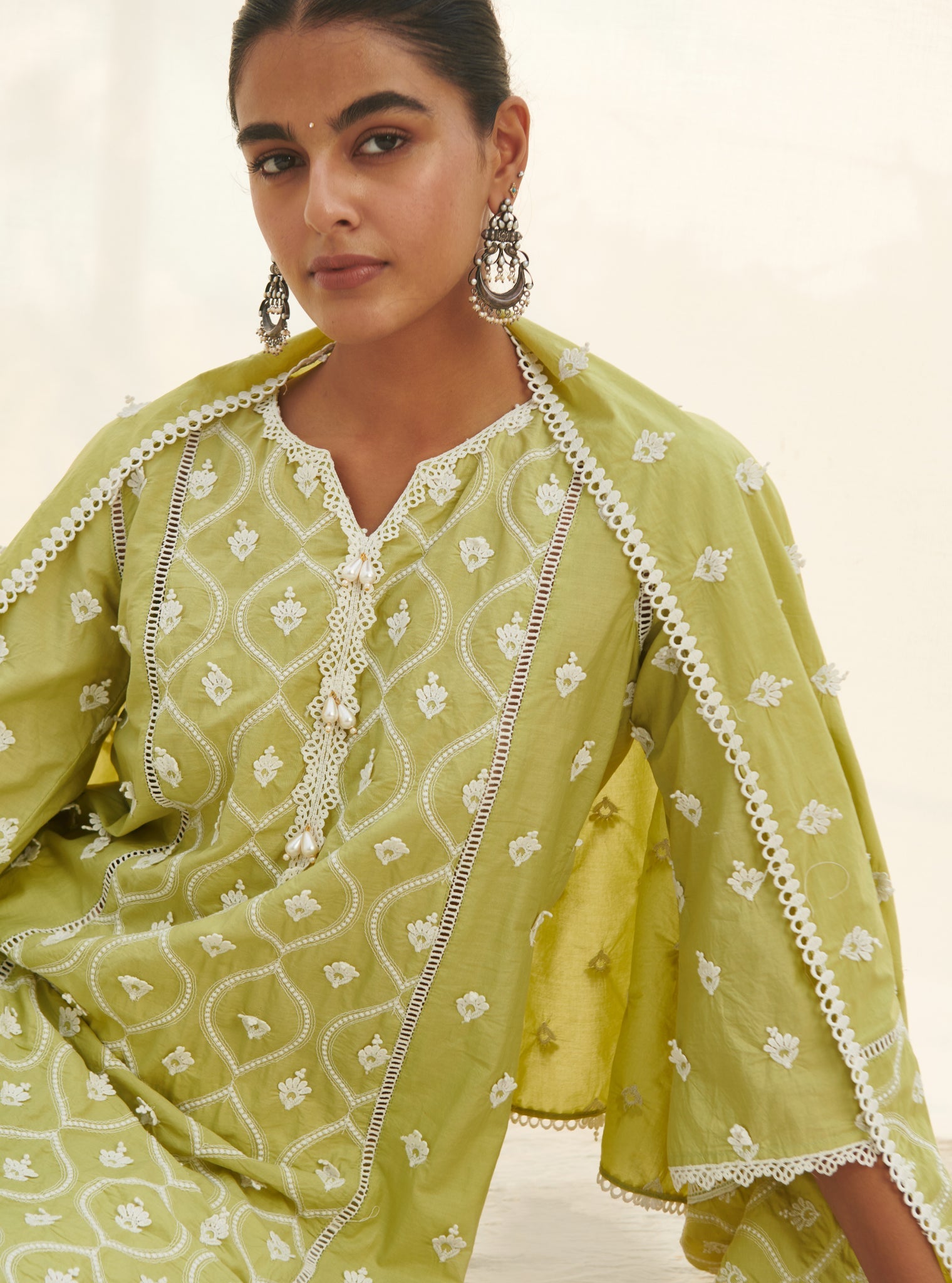 Rivona Supima Cotton Lime Kurta Set