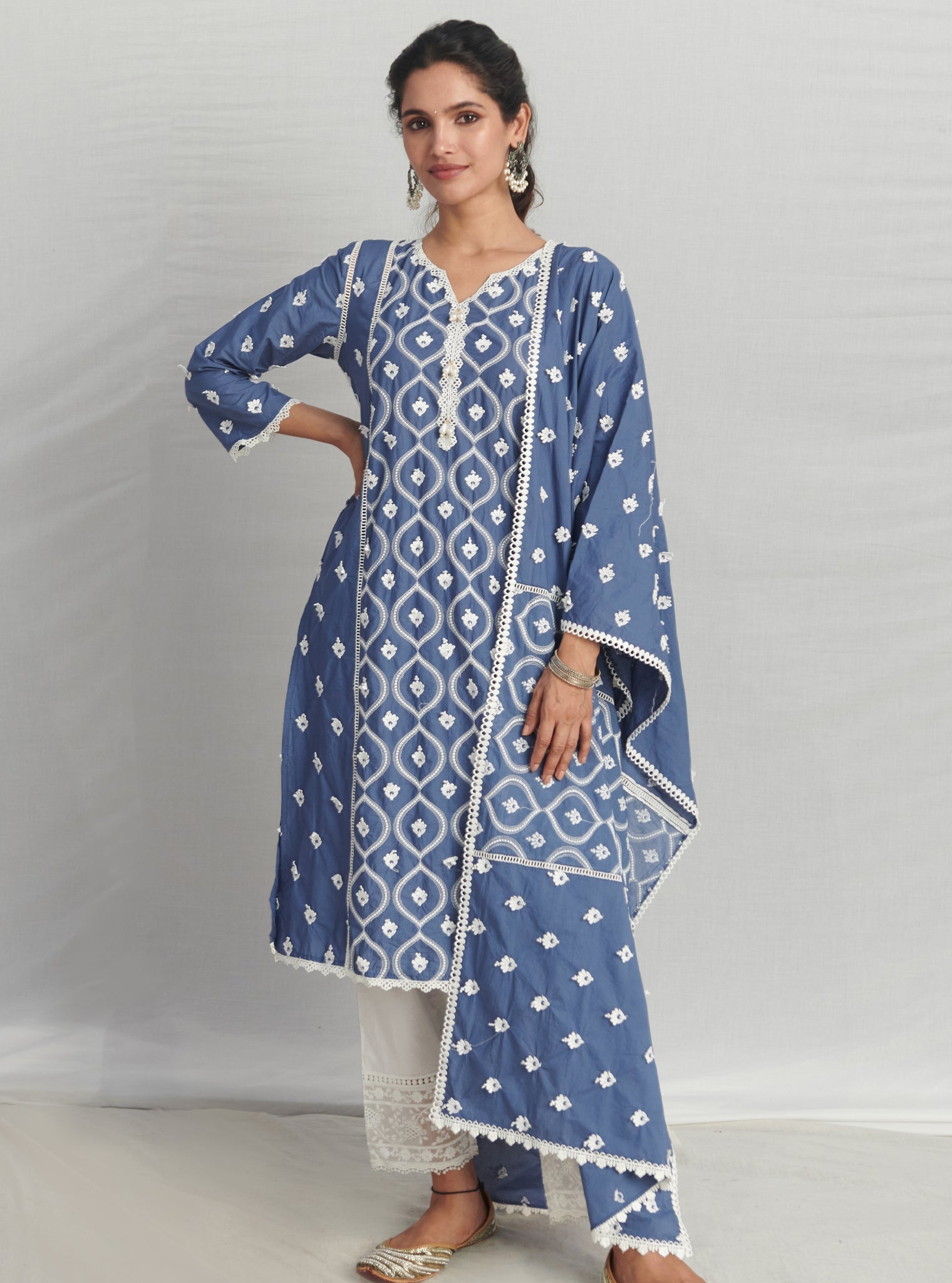 Rivona Supima Cotton Navy Kurta Set