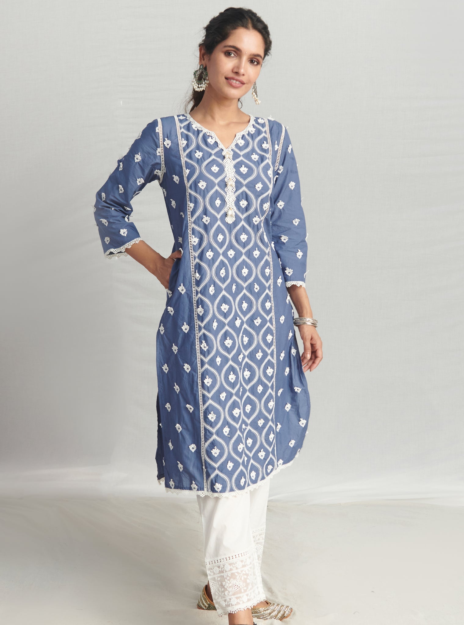 Rivona Supima Cotton Navy Kurta Set