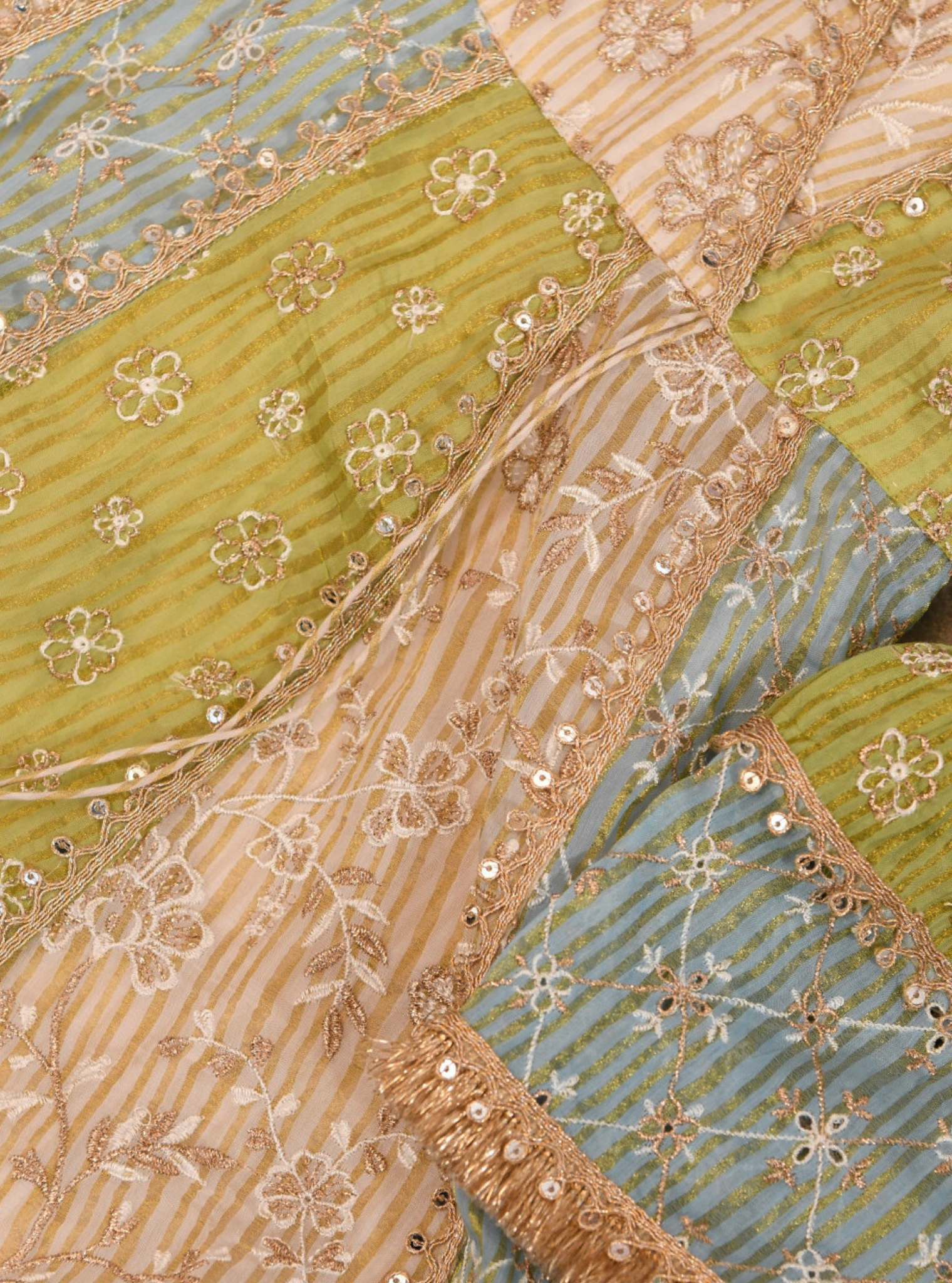 Sailsbury Banarsi Green Anarkali Kurta Set